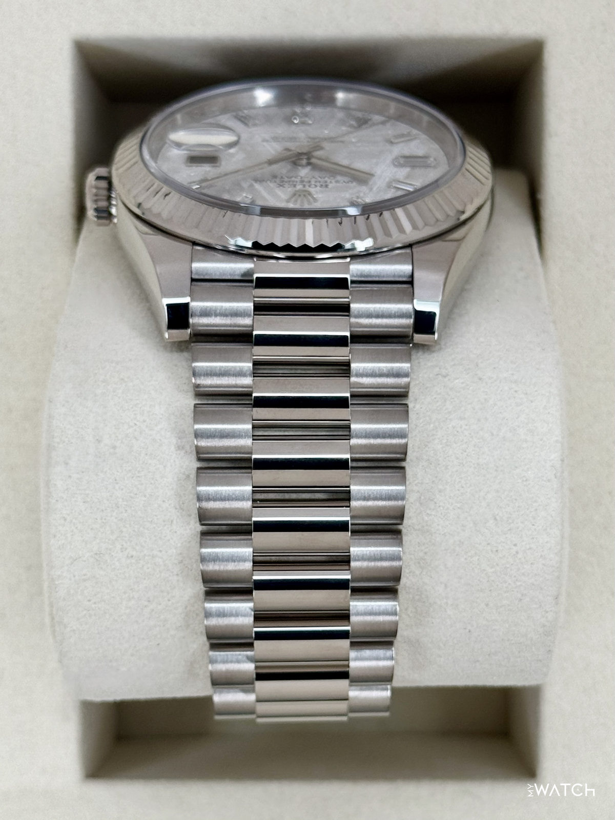 NEW 2026 Rolex Day-Date 40mm 228239 White Gold Meteorite Diamond Dial