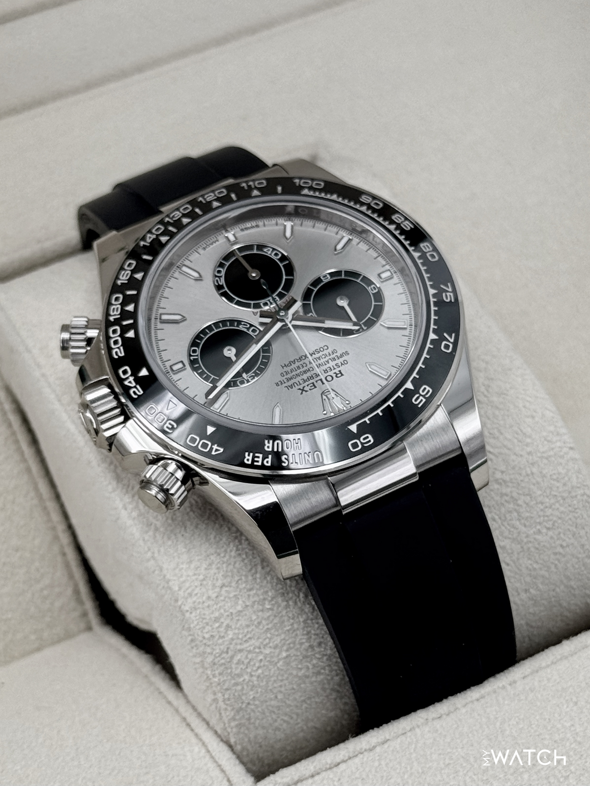 NEW 2025 Rolex Daytona 40mm 126519LN White Gold Oysterflex Silver Ghost Dial