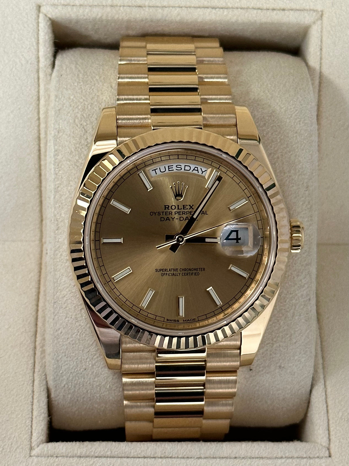 2016 Rolex Day-Date 40mm 228238 Presidential Champagne Dial