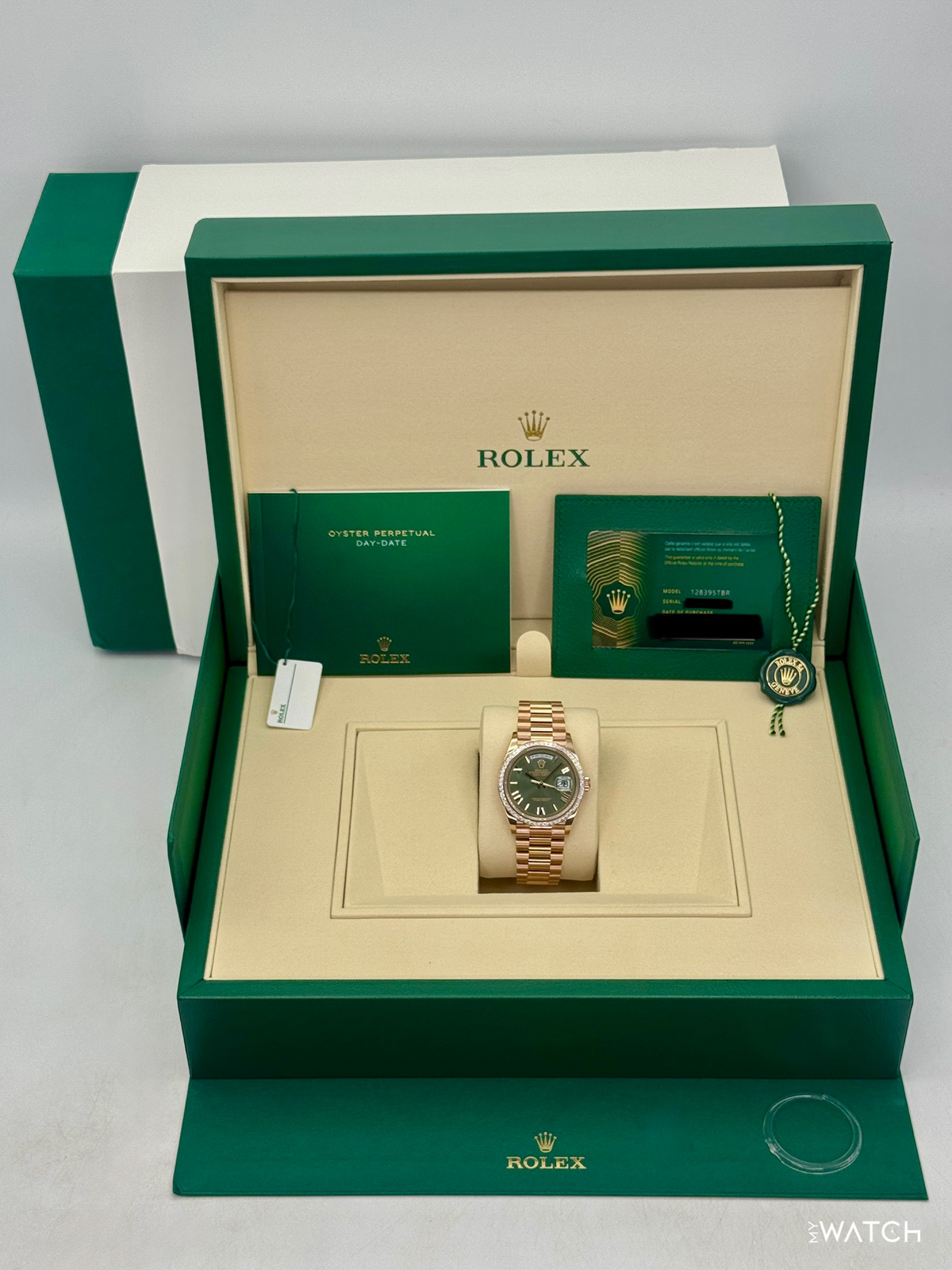 NEW 2026 Rolex Day-Date 36mm 128395TBR Presidential Rose Gold Olive Dial
