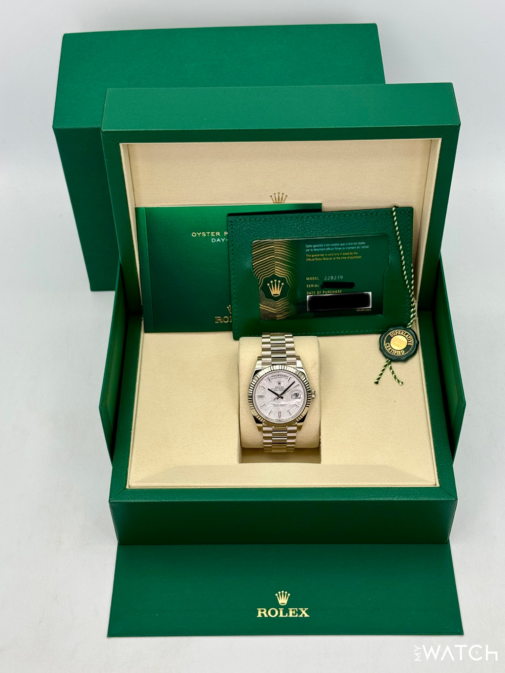 NEW 2026 Rolex Day-Date 40mm 228239 Presidential White Gold Meteorite Diamond Dial