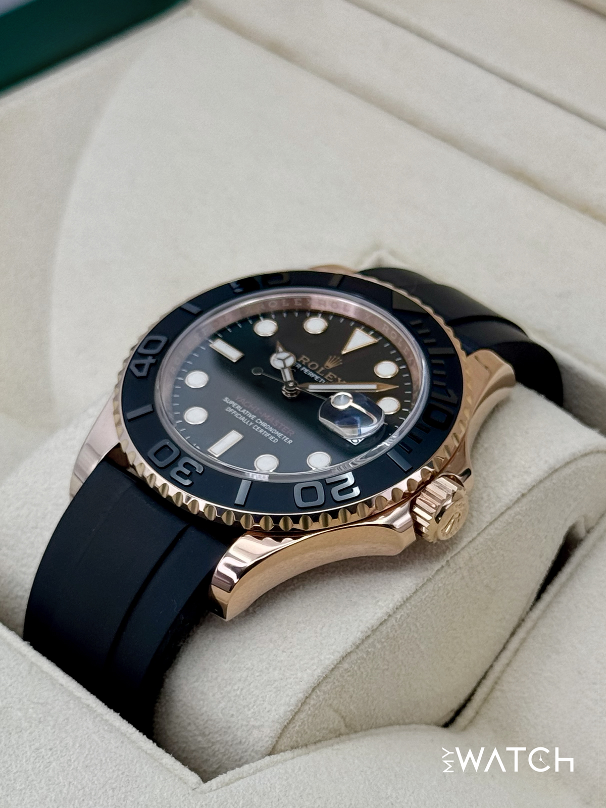 2016 Rolex Yacht-Master 40mm 116655 Rose Gold Oysterflex Black Dial