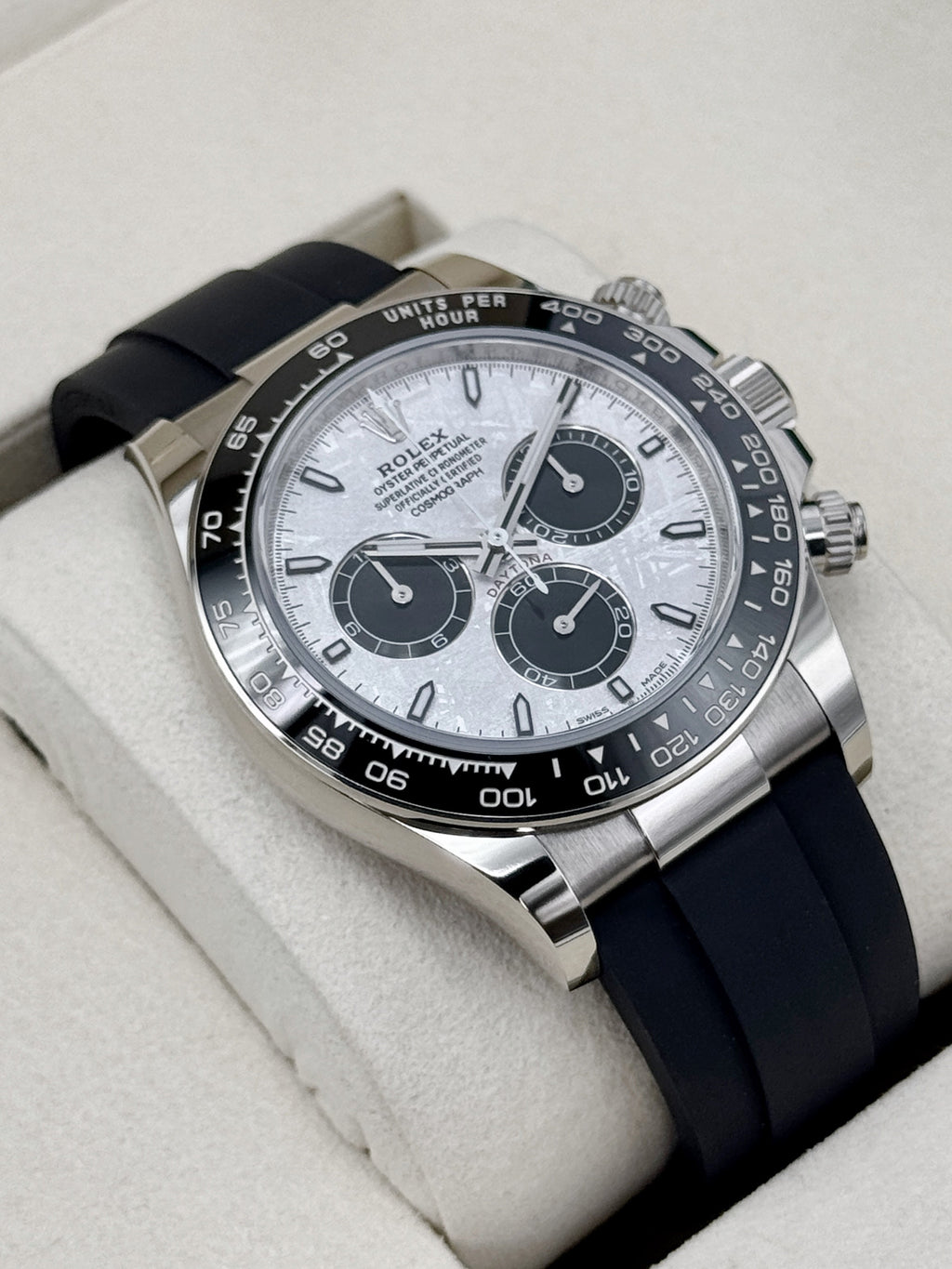 NEW 2026 Rolex Daytona 40mm 126519LN White Gold Oysterflex Meteorite Dial (NEW STYLE CARD)