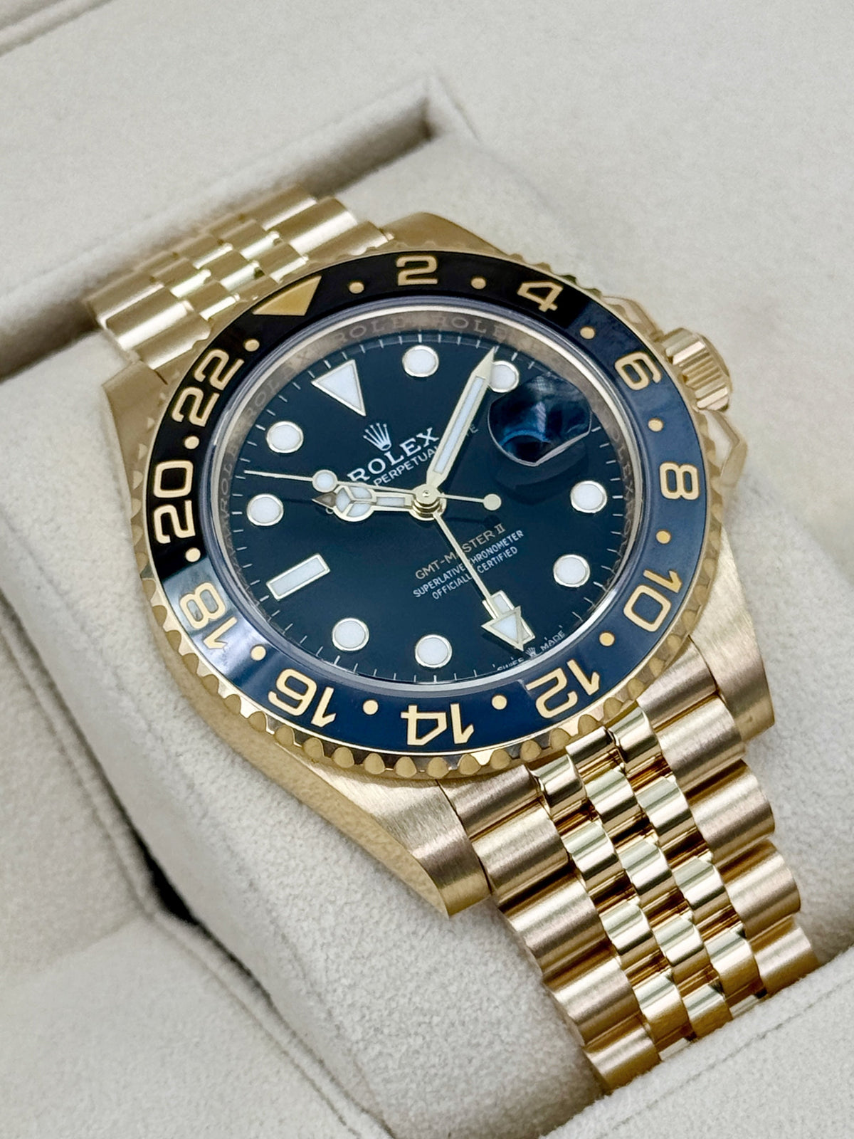 2024 Rolex GMT-Master II 40mm 126718GRNR Yellow Gold Jubilee Black Dial