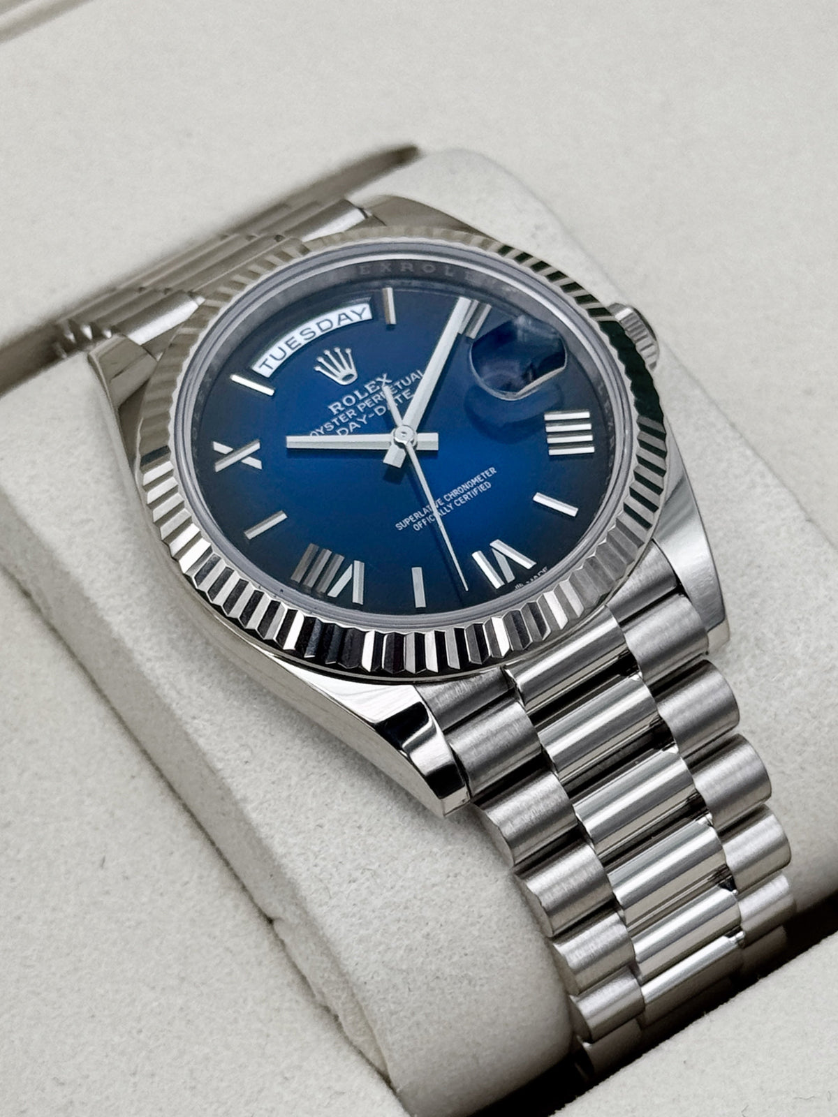 2025 Rolex Day-Date 40mm 228239 Presidential Blue Ombre Dial
