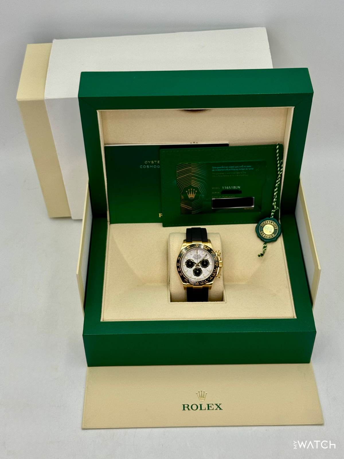 2022 Rolex Daytona 40mm 116518LN Oysterflex Yellow Gold Meteorite Dial