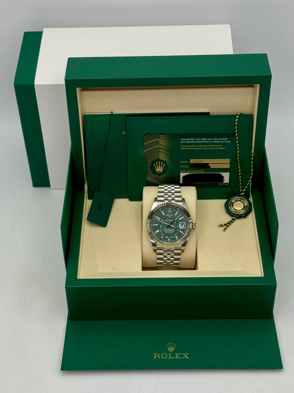 NEW 2026 Rolex Sky-Dweller 42mm 336934 Jubilee Green Dial (NEW STYLE CARD)