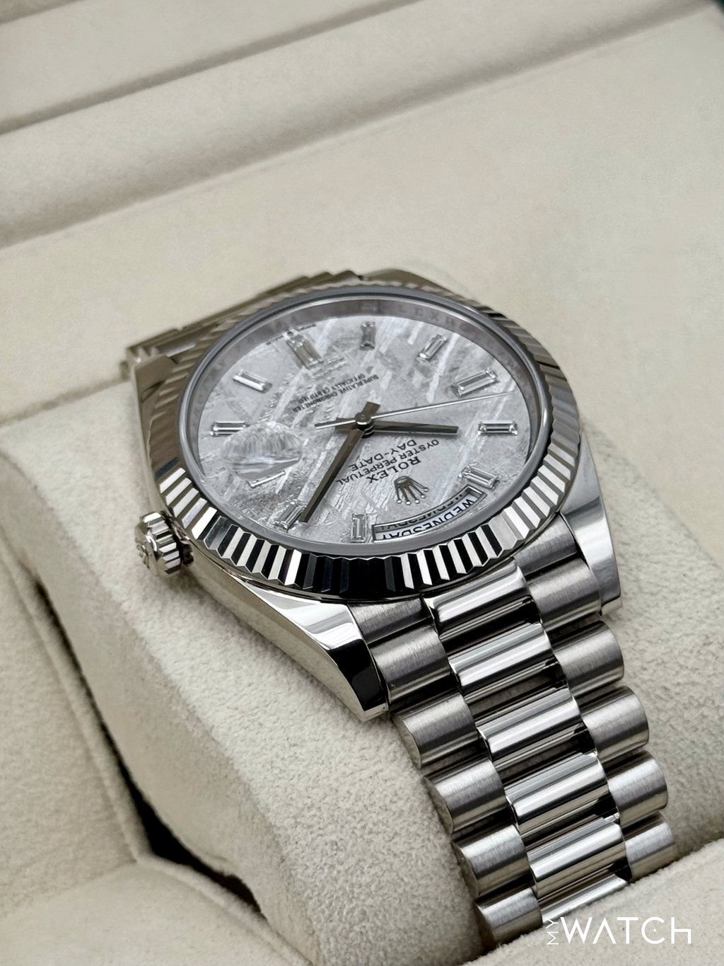 NEW 2025 Rolex Day-Date 40mm 228239 Presidential White Gold Meteorite Dial