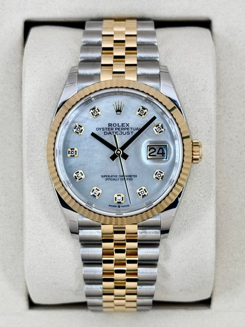 NEW 2026 Rolex Datejust 36mm 126233 Two-Tone Jubilee Mother of Pearl Diamond Dial