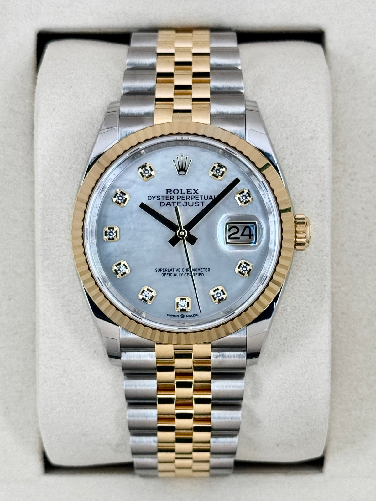 NEW 2026 Rolex Datejust 36mm 126233 Two-Tone Jubilee Mother of Pearl Diamond Dial