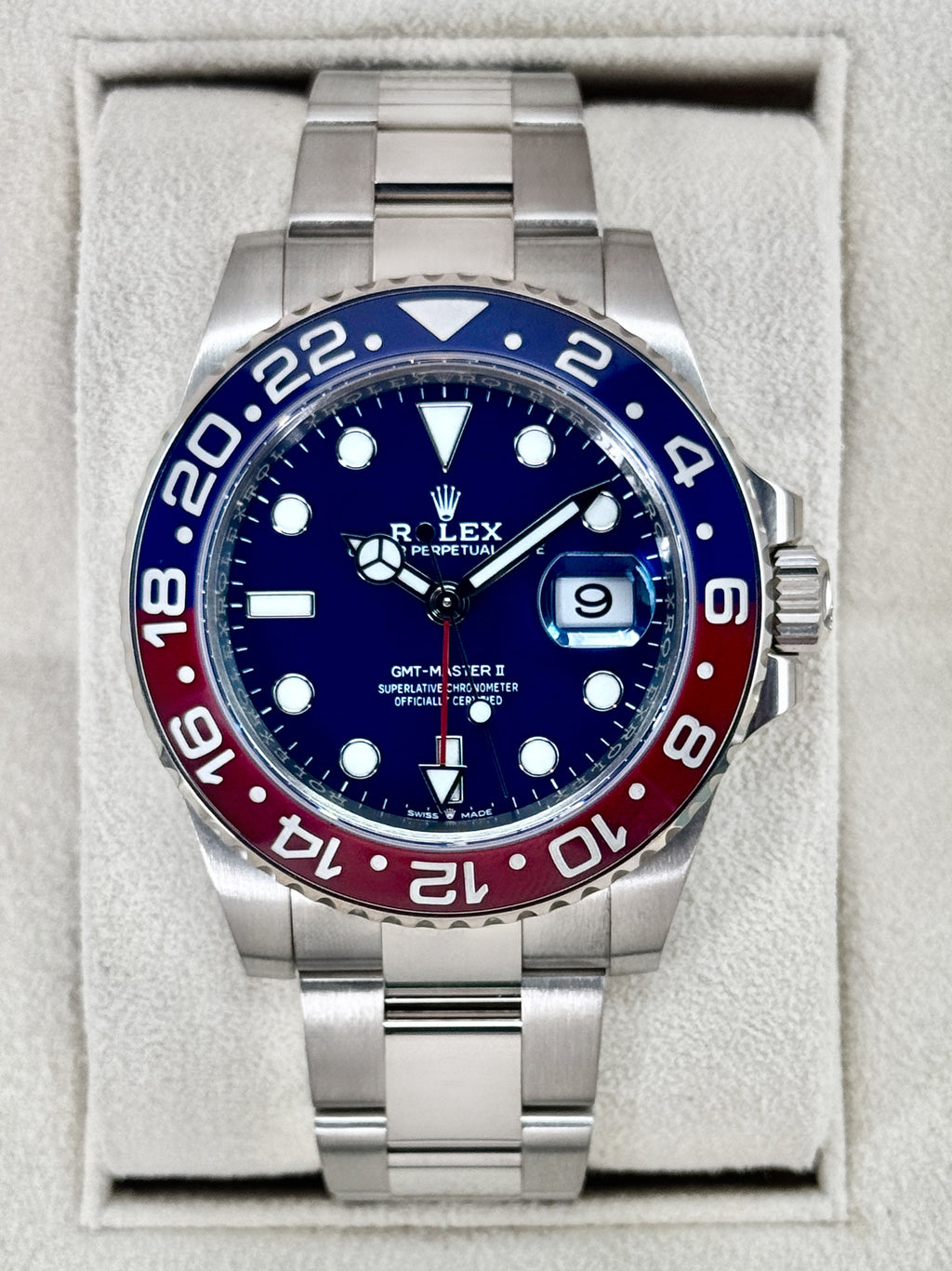 2021 Rolex GMT-Master II "Pepsi" 40mm 126719BLRO White Gold Blue Dial
