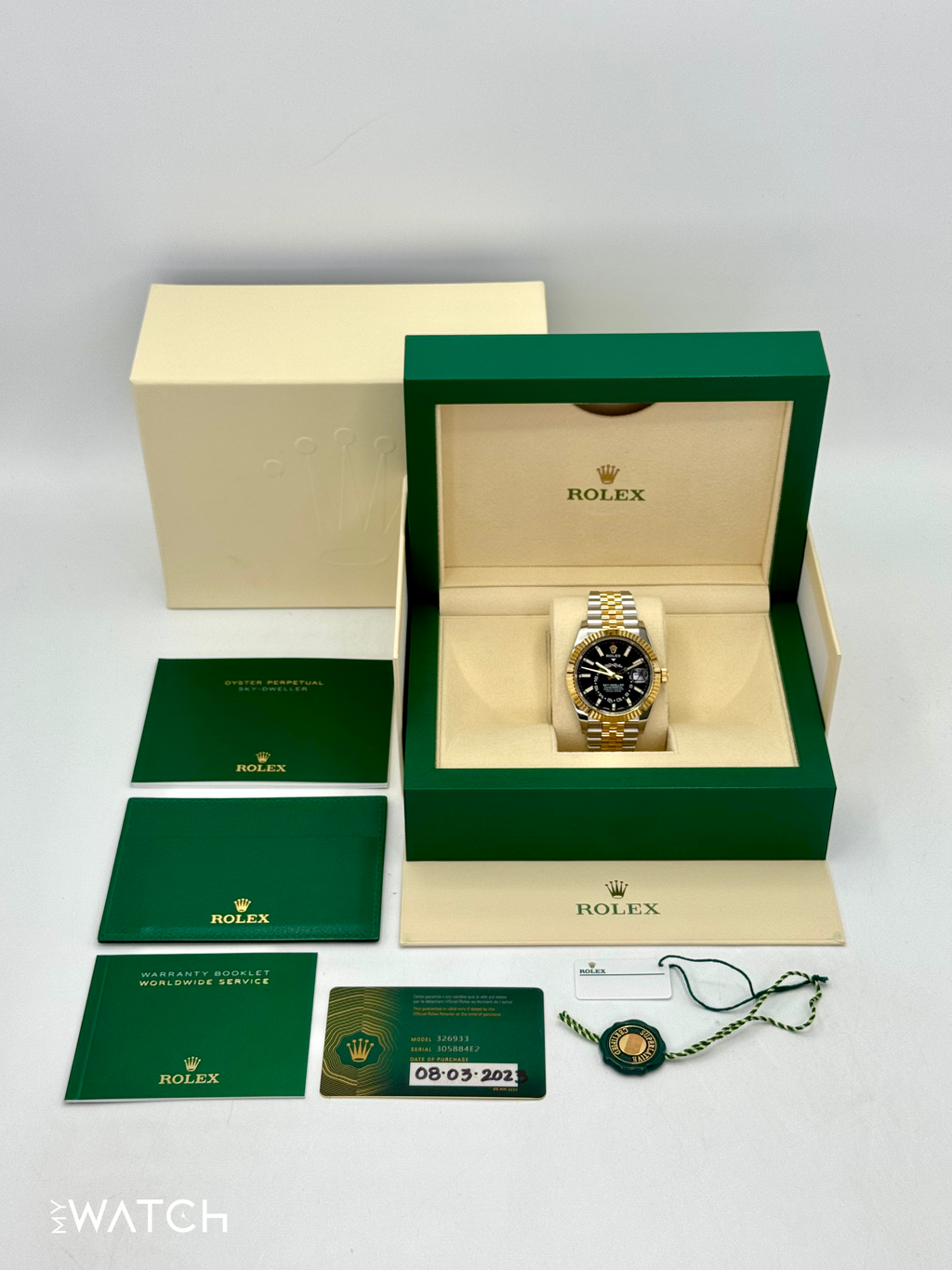 2023 Rolex Sky-Dweller 42mm 326933 Two-Tone Jubilee Black Dial