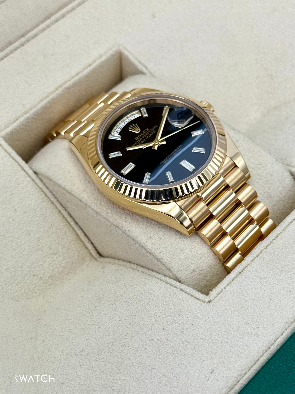 2024 Rolex Day-Date 40mm 228238 Yellow Gold Black Onyx Diamond Dial