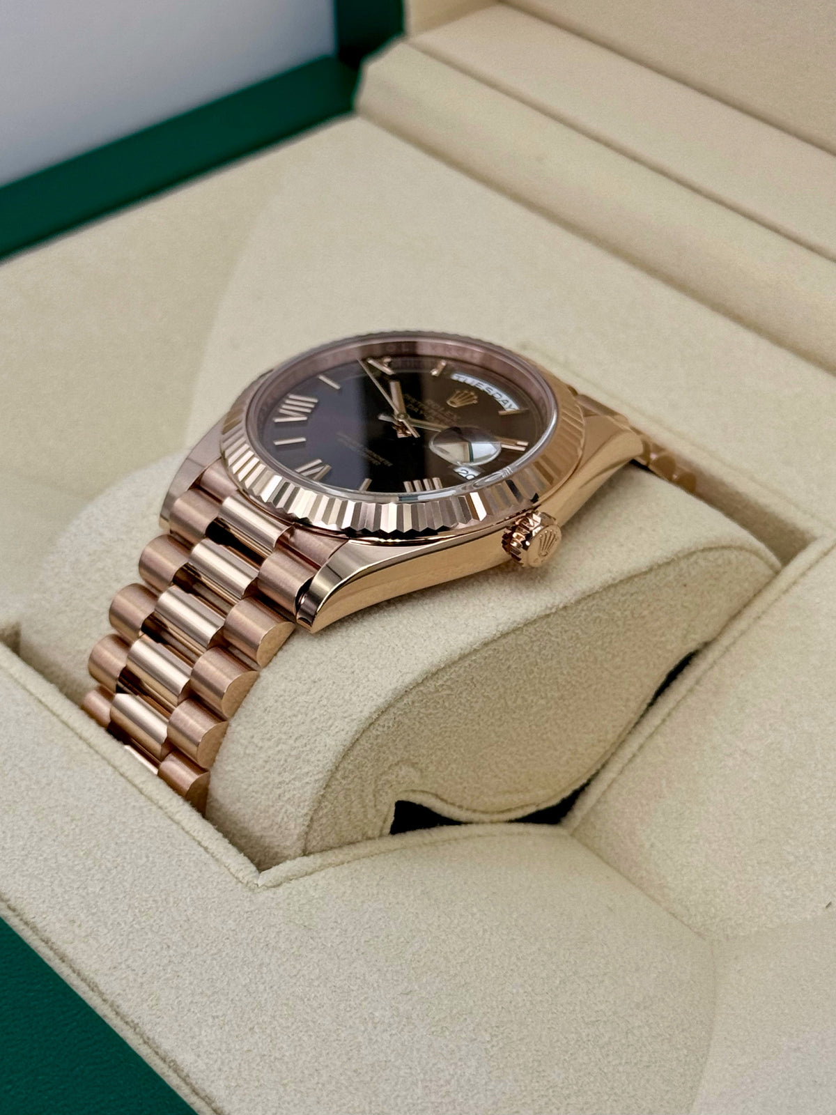 2024 Rolex Day-Date 40mm 228235 Rose Gold Chocolate Dial