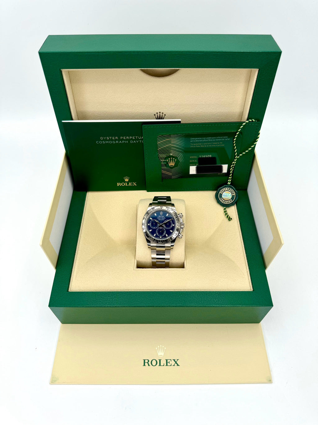 2022 Rolex Daytona 40mm 116509 White Gold Blue Dial