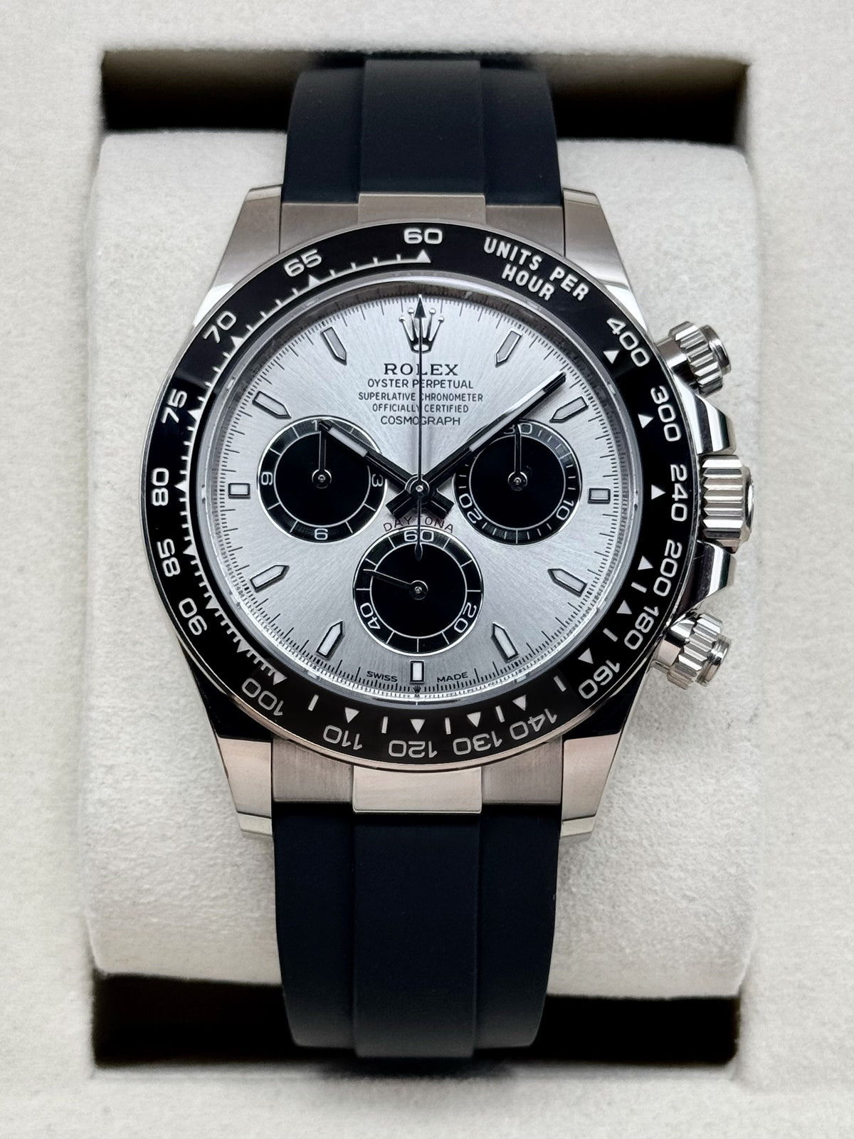 2026 Rolex Daytona 40mm 126519LN White Gold Oysterflex Silver Ghost Dial