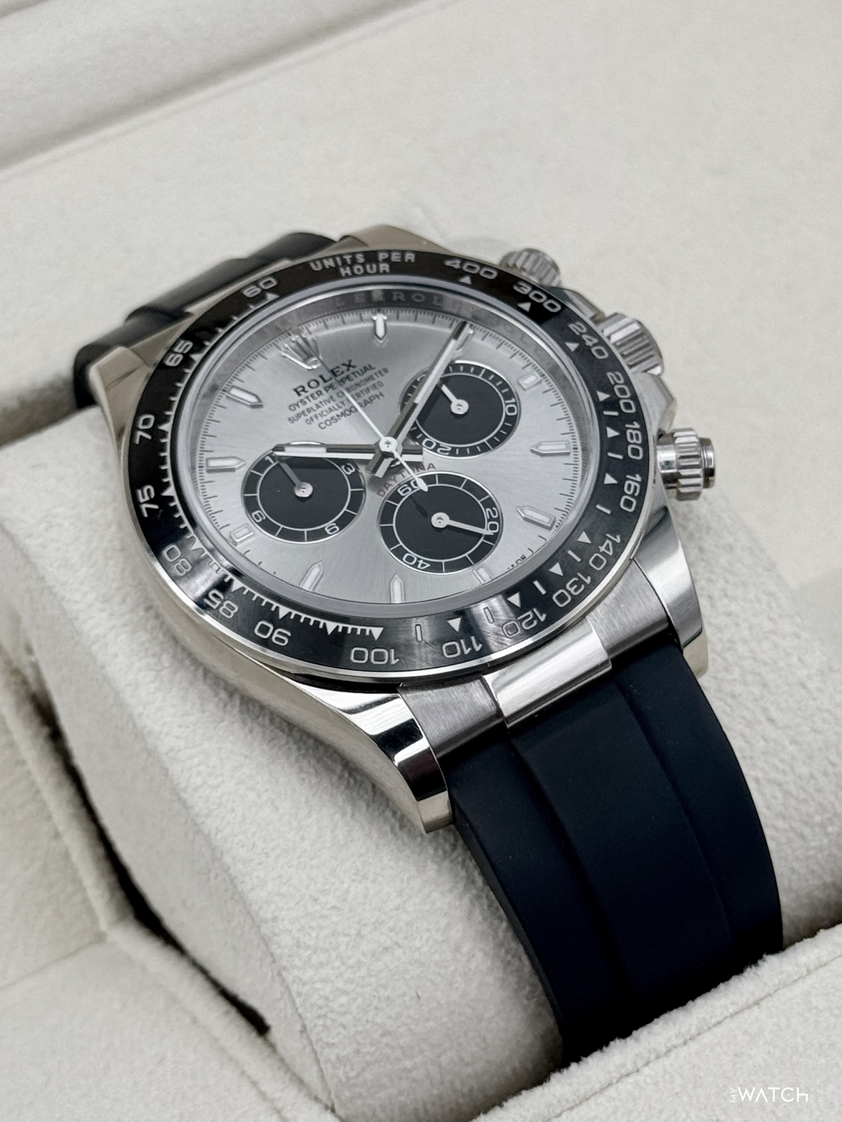 2024 Rolex Daytona 40mm 126519LN White Gold Oysterflex Silver Ghost Dial