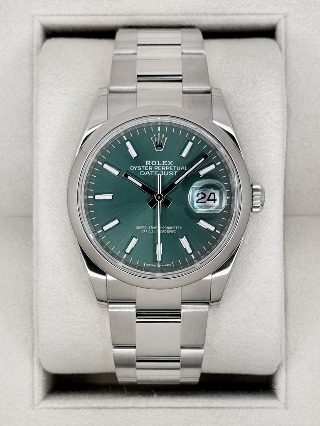 2024 Rolex Datejust 36mm 126200 Oyster Mint Green Dial