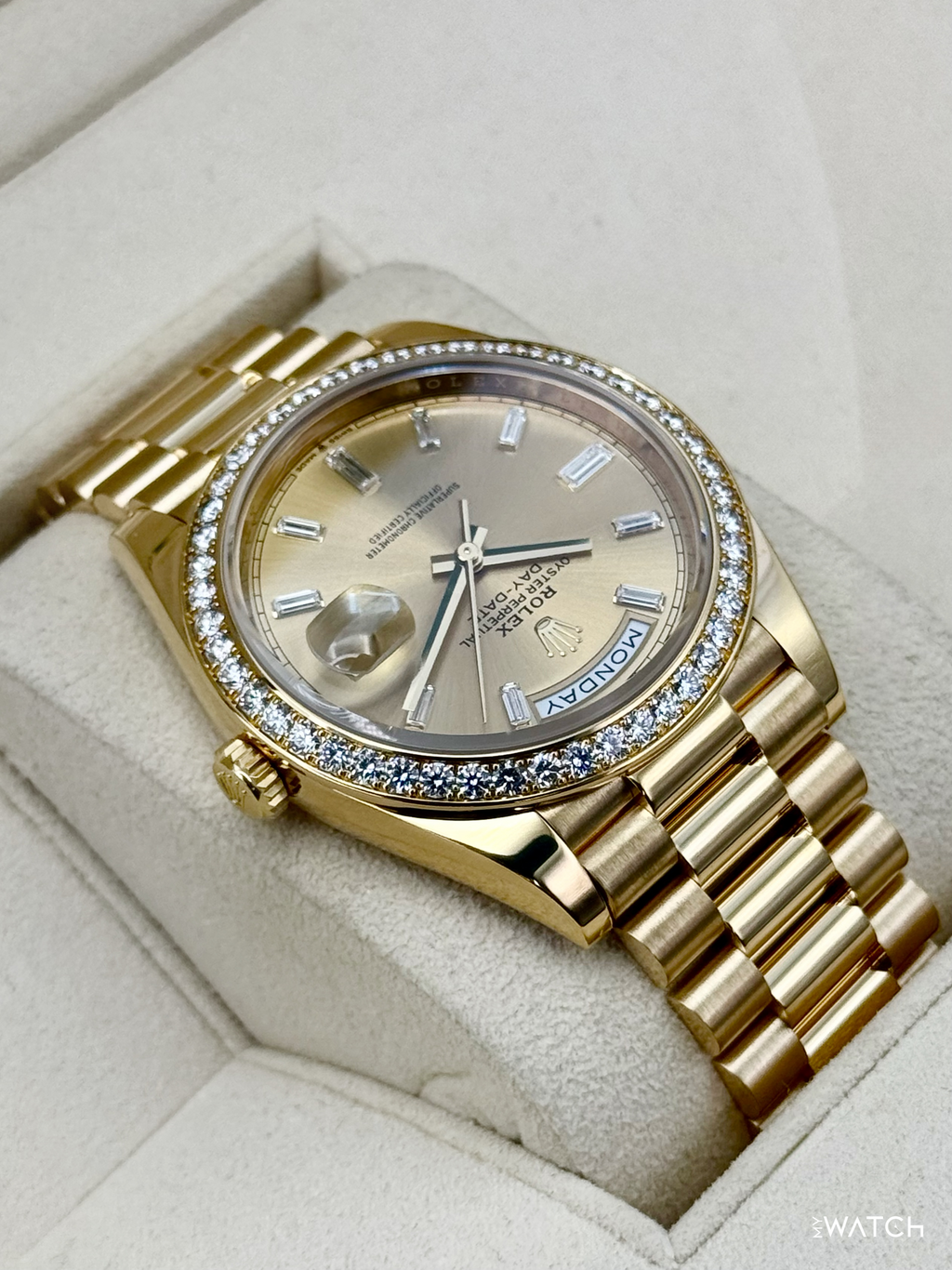2021 Rolex Day-Date 40mm 228348RBR Presidential Champagne Diamond Dial