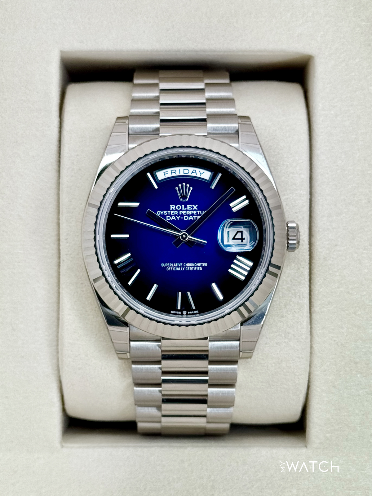 NEW 2025 Rolex Day-Date 40mm 228239 Presidential Blue Ombre Dial