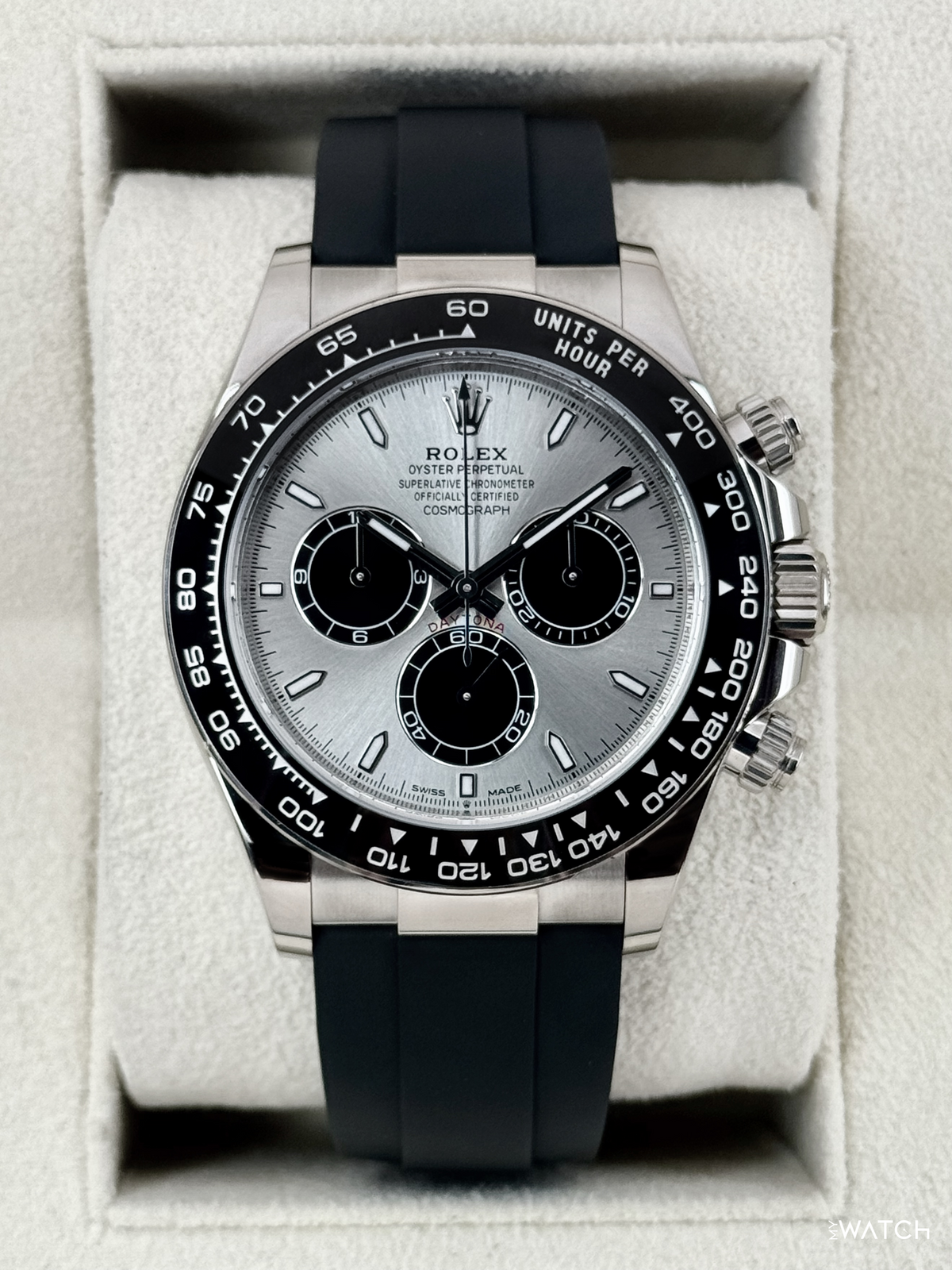 2024 Rolex Daytona 40mm 126519LN White Gold Oysterflex Silver Ghost Dial