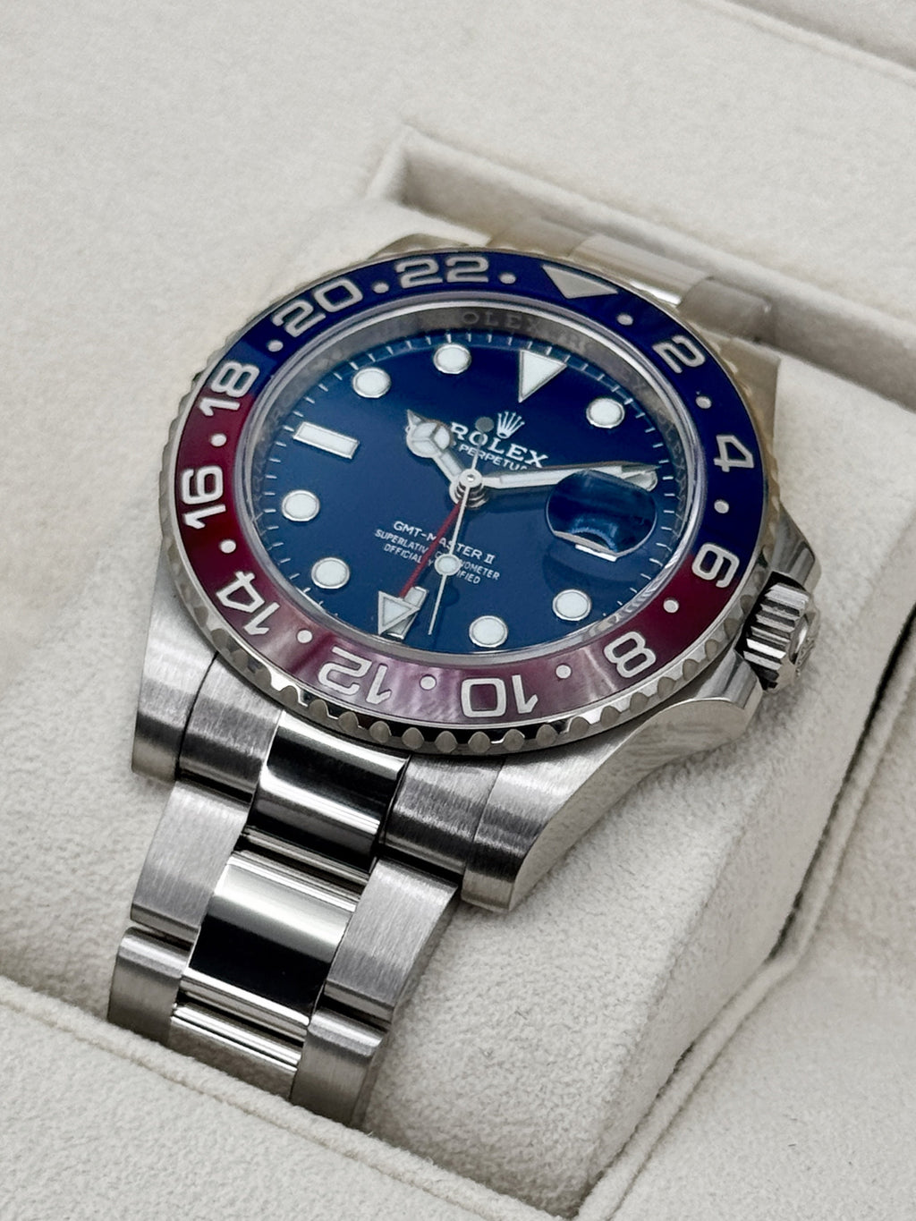 2021 Rolex GMT-Master II "Pepsi" 40mm 126719BLRO White Gold Blue Dial