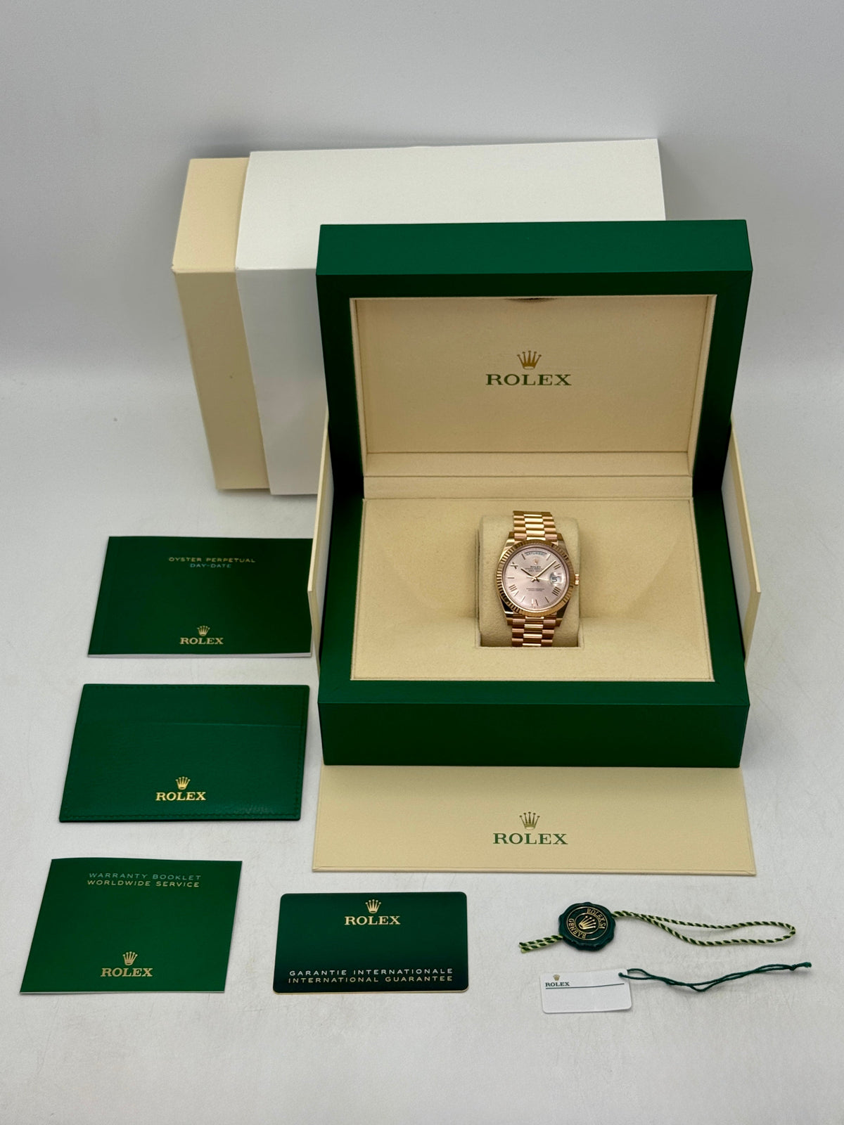 2024 Rolex Day-Date 40mm 228235 Presidential Rose Gold Sundust Dial