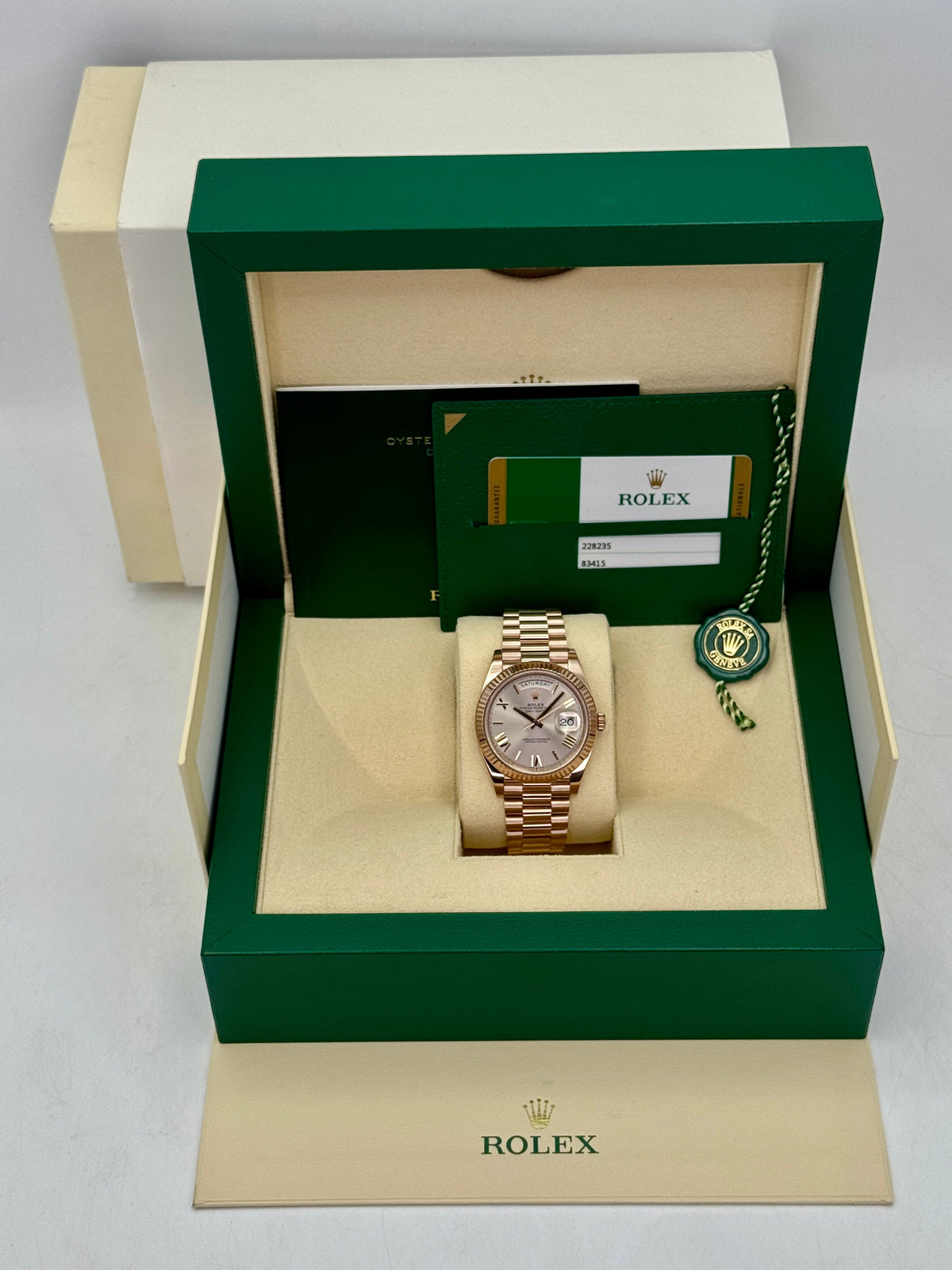 2020 Rolex Day-Date 40mm 228235 Presidential Rose Gold Sundust Dial
