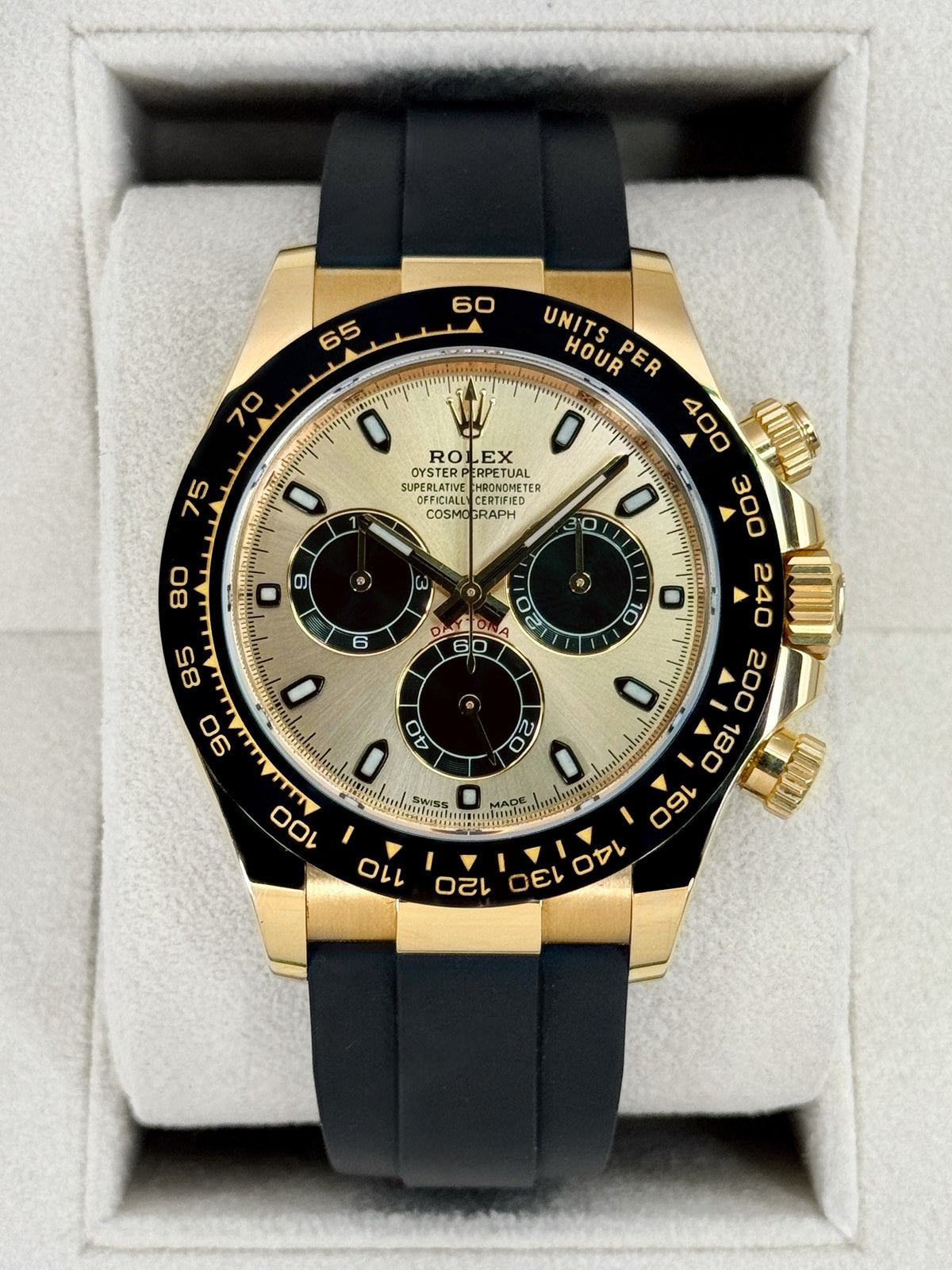 2022 Rolex Daytona 40mm 116518LN Yellow Gold Oysterflex Champagne Pikachu Dial