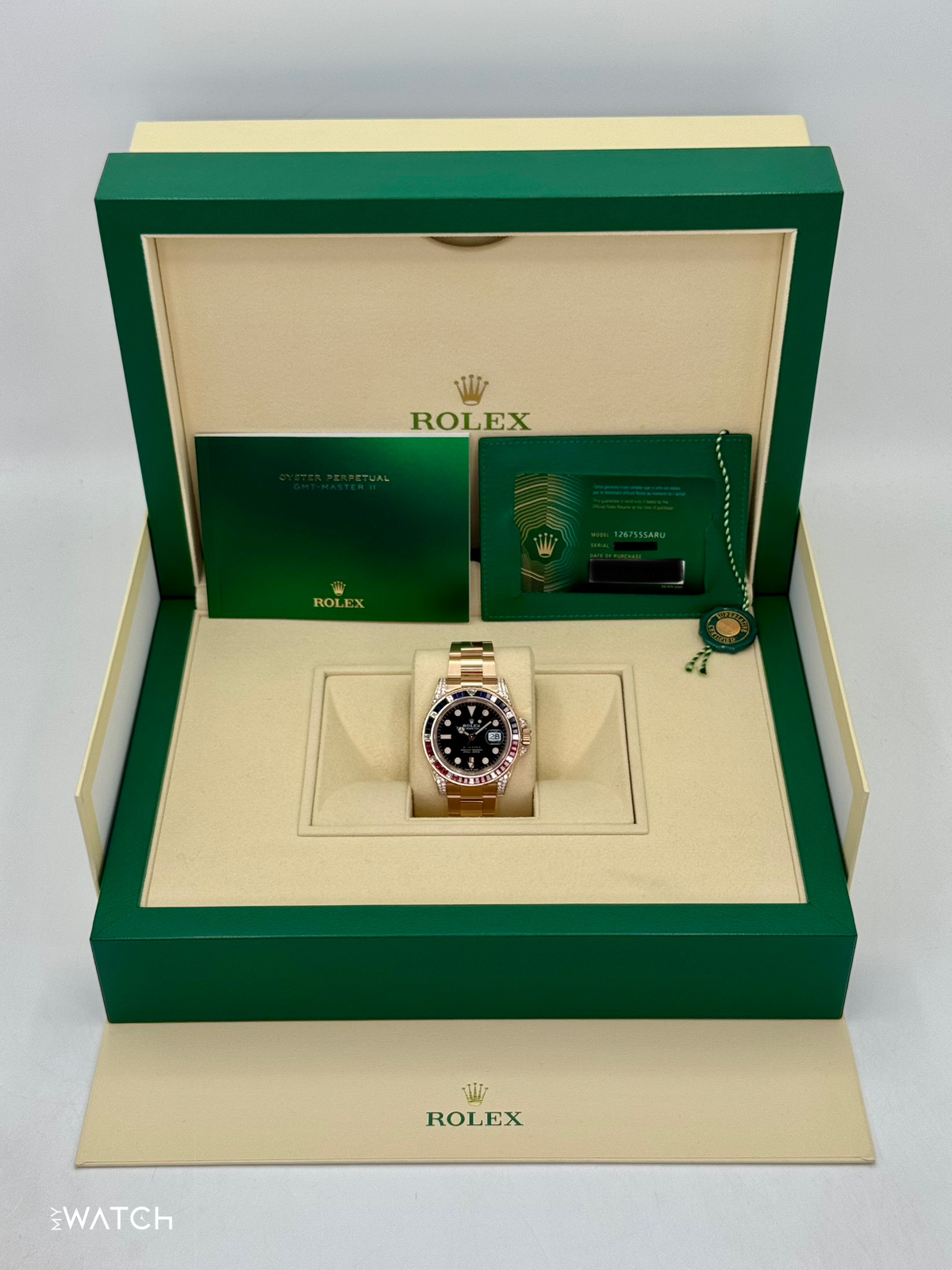 2021 Rolex GMT-Master II 40mm 126755SARU Rose Gold Sapphire and Ruby