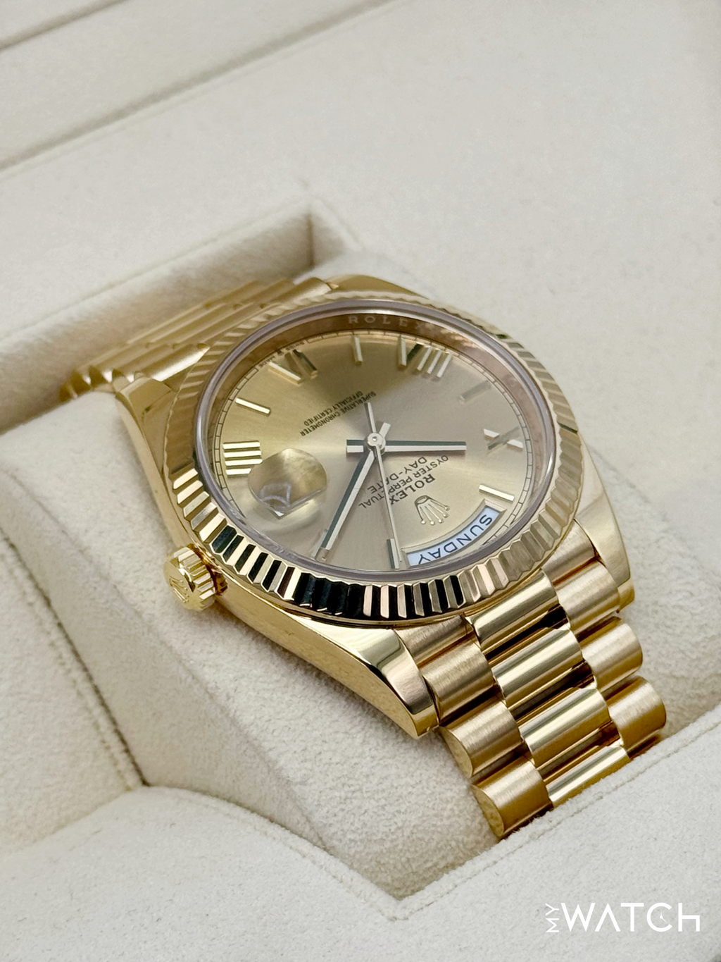 2021 Rolex Day-Date 40mm 228238 Presidential Champagne Roman Numeral Dial
