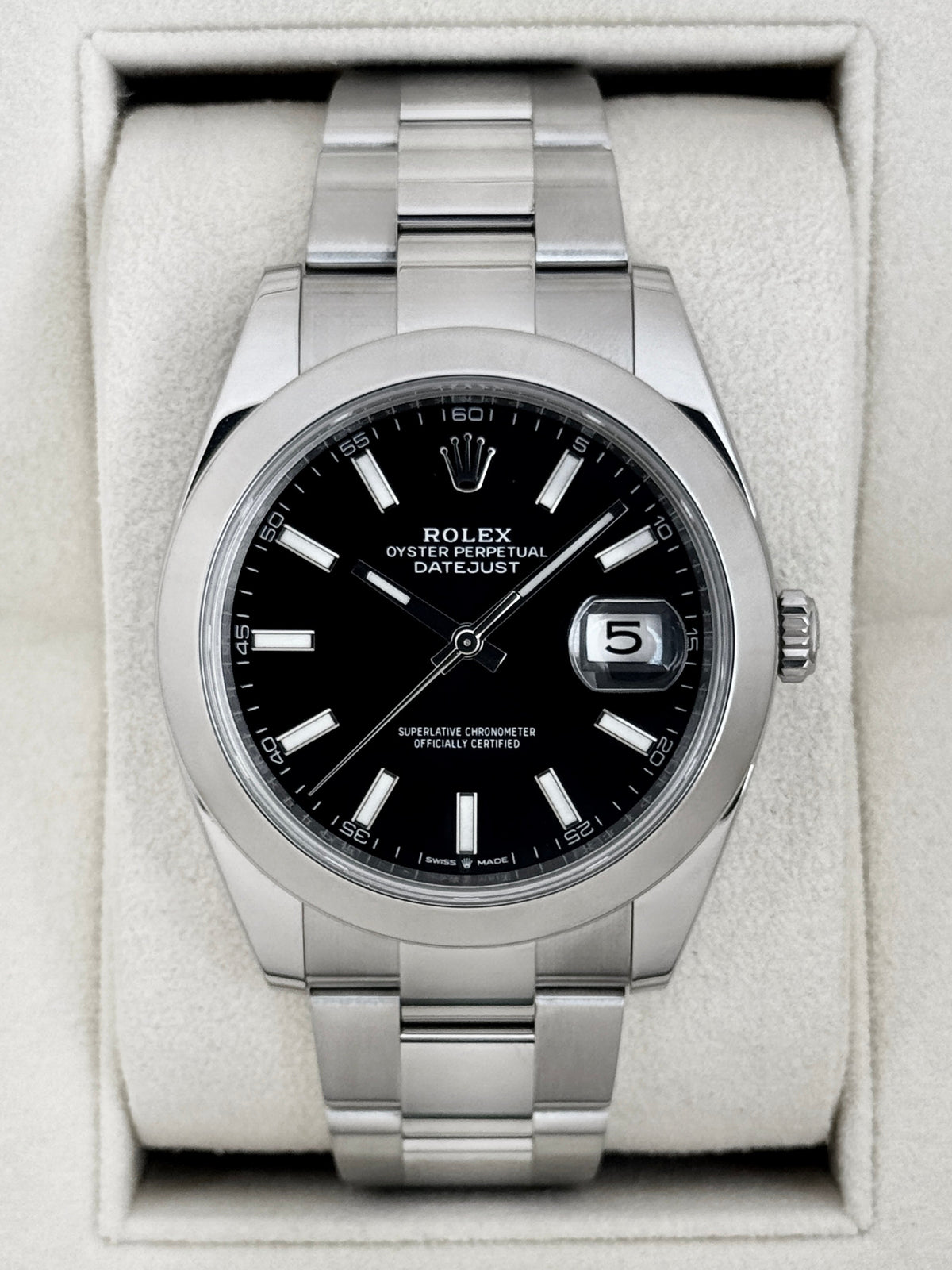 2021 Rolex Datejust 41mm 126300 Stainless Steel Oyster Black Dial