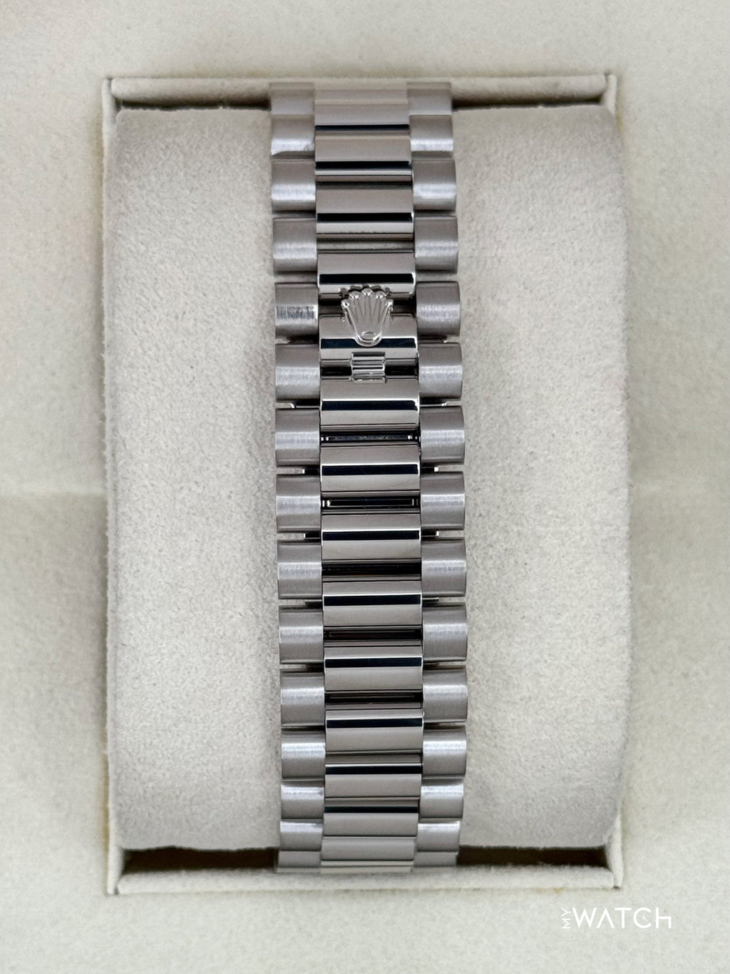 2020 Rolex Day-Date 40mm 228239 White Gold Rhodium Motif Dial