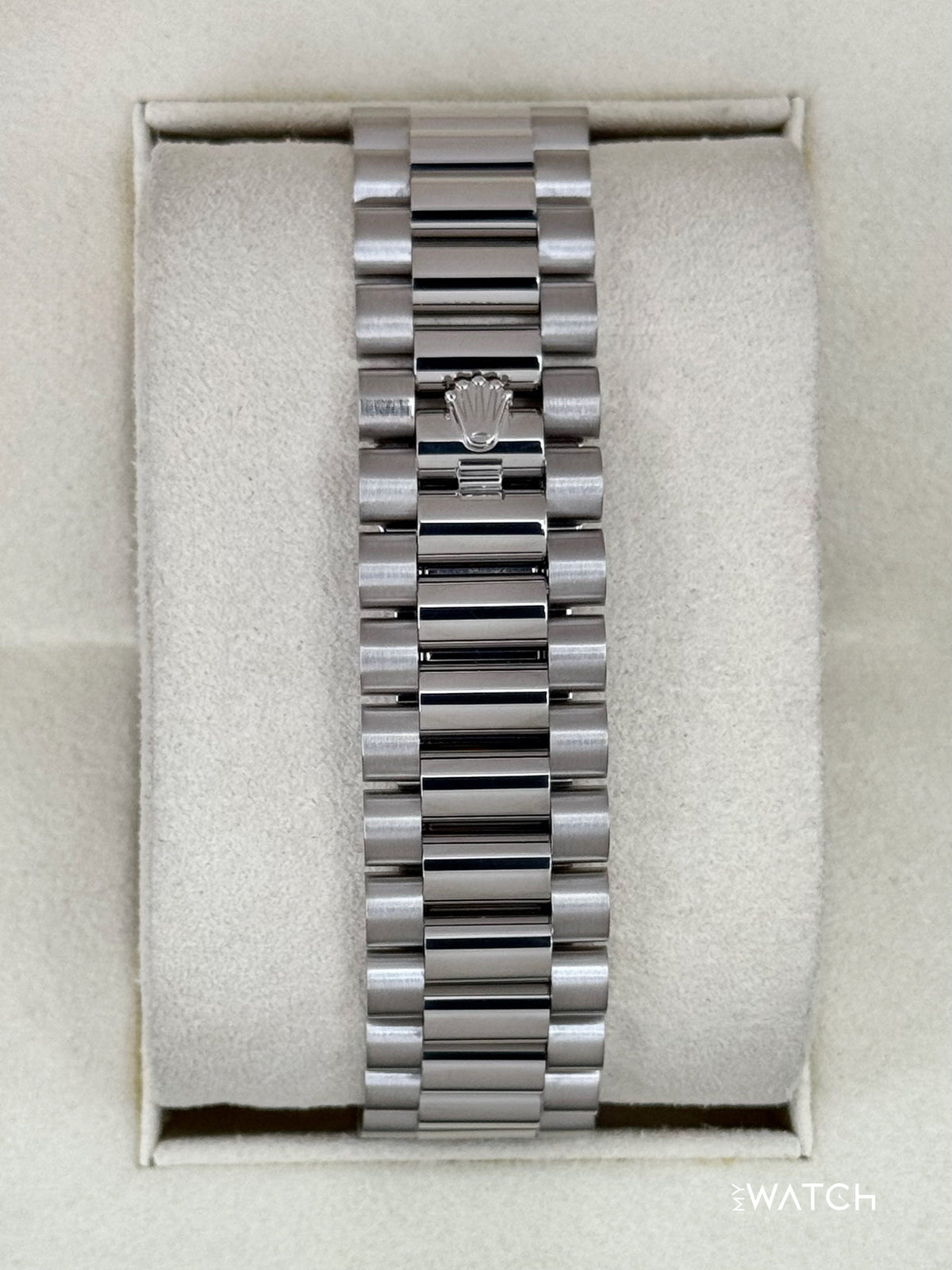 2020 Rolex Day-Date 40mm 228239 White Gold Rhodium Motif Dial