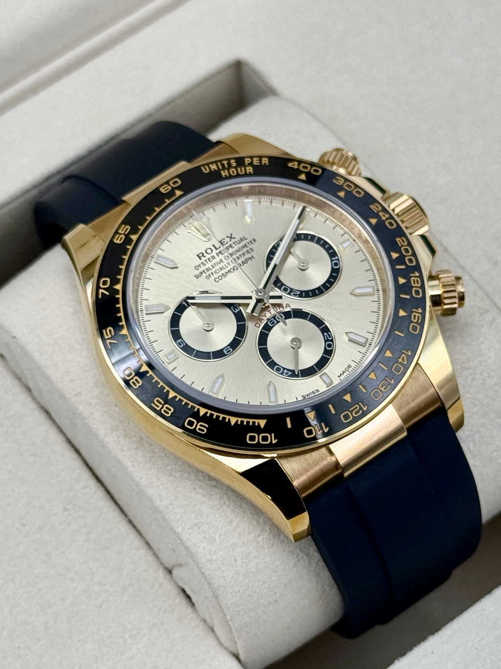 2025 Rolex Daytona 40mm 126518LN Yellow Gold Oysterflex Champagne Dial