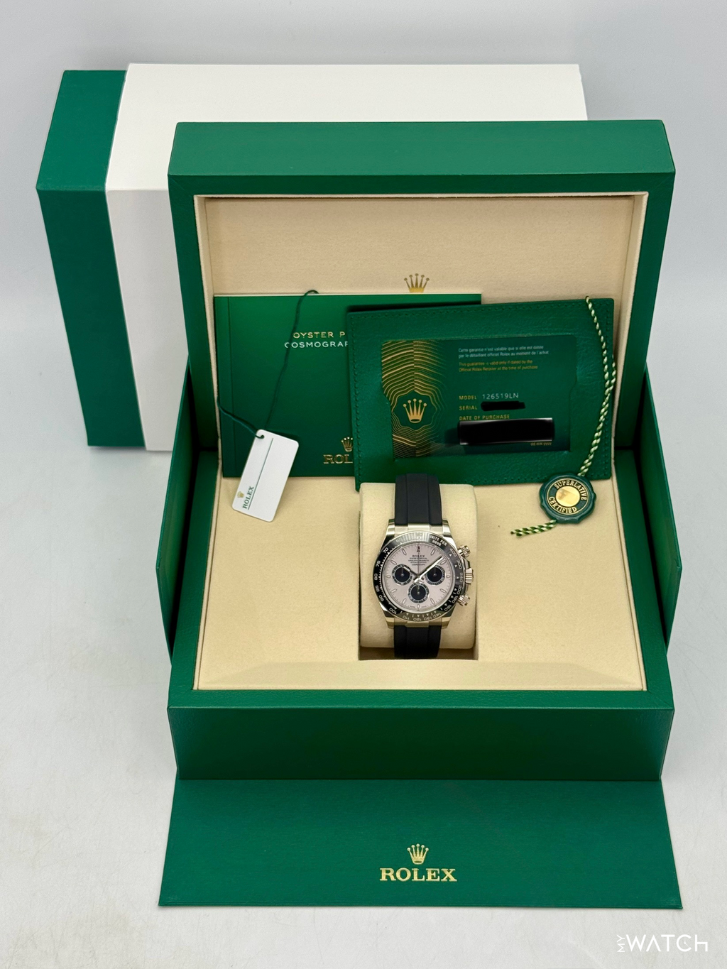 2026 Rolex Daytona 40mm 126519LN White Gold Oysterflex Silver Ghost Dial