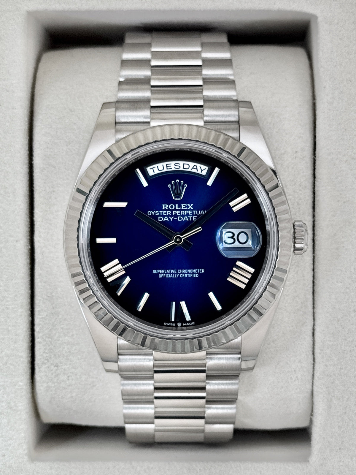 2025 Rolex Day-Date 40mm 228239 Presidential Blue Ombre Dial
