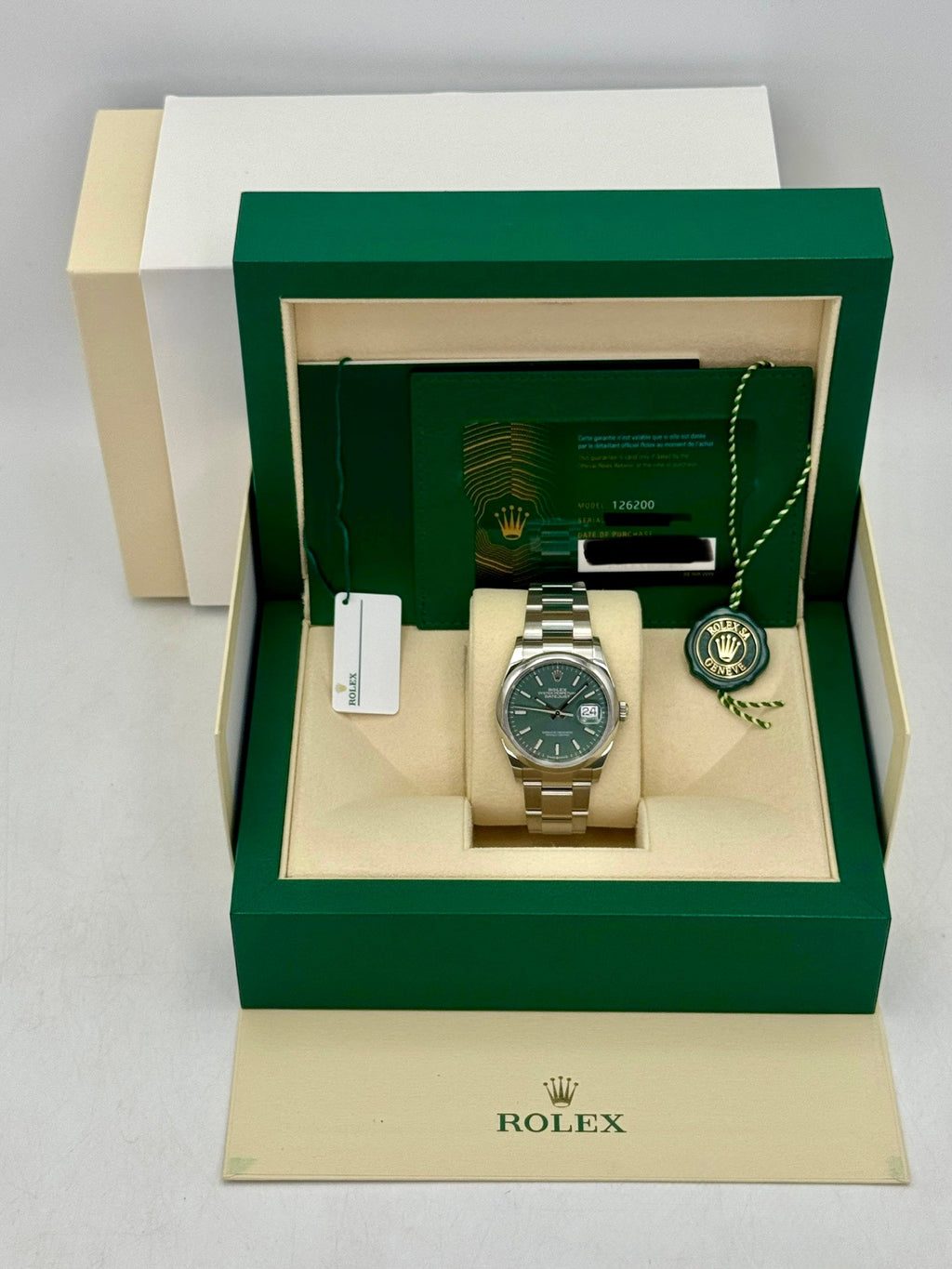 2024 Rolex Datejust 36mm 126200 Oyster Mint Green Dial