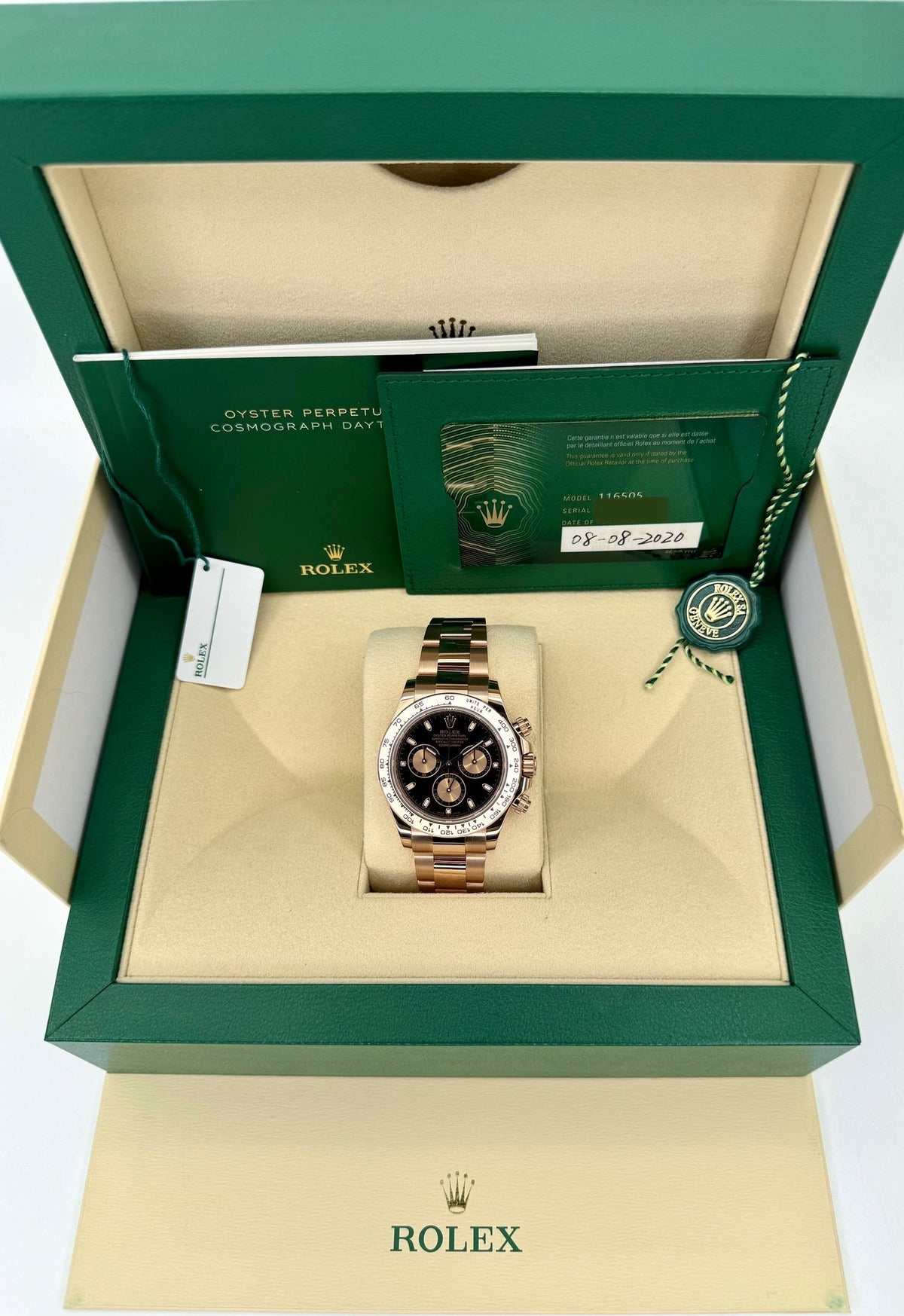 2020 Rolex Daytona 40mm116505 Rose Gold Black Dial