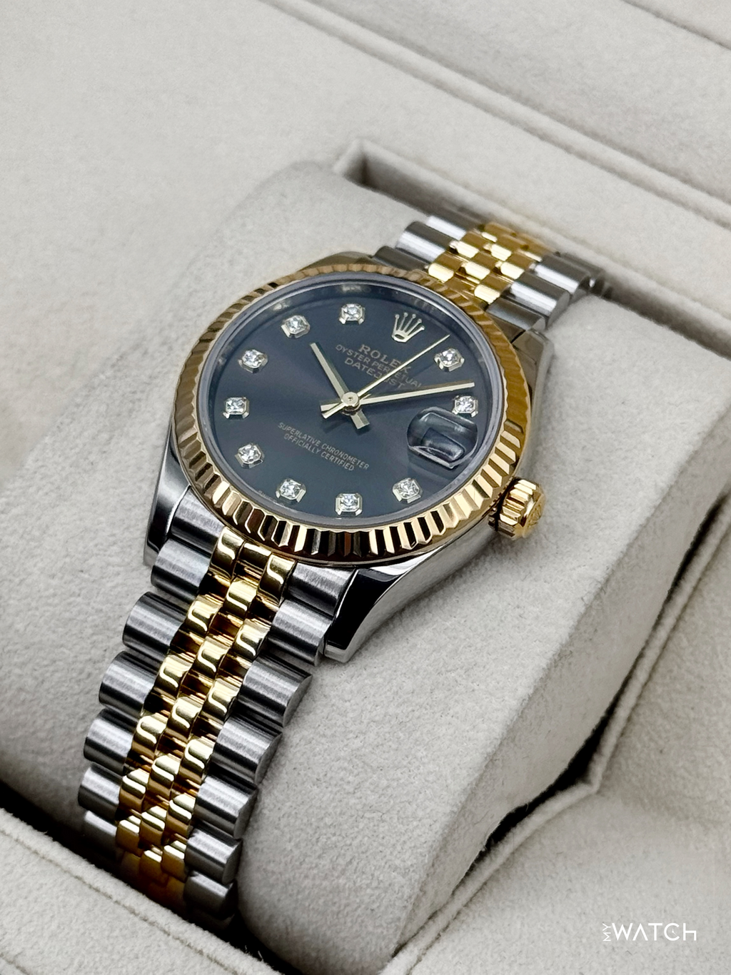 2021 Rolex Datejust 31mm 278273 Two-Tone Jubilee Dark Grey Diamond Dial