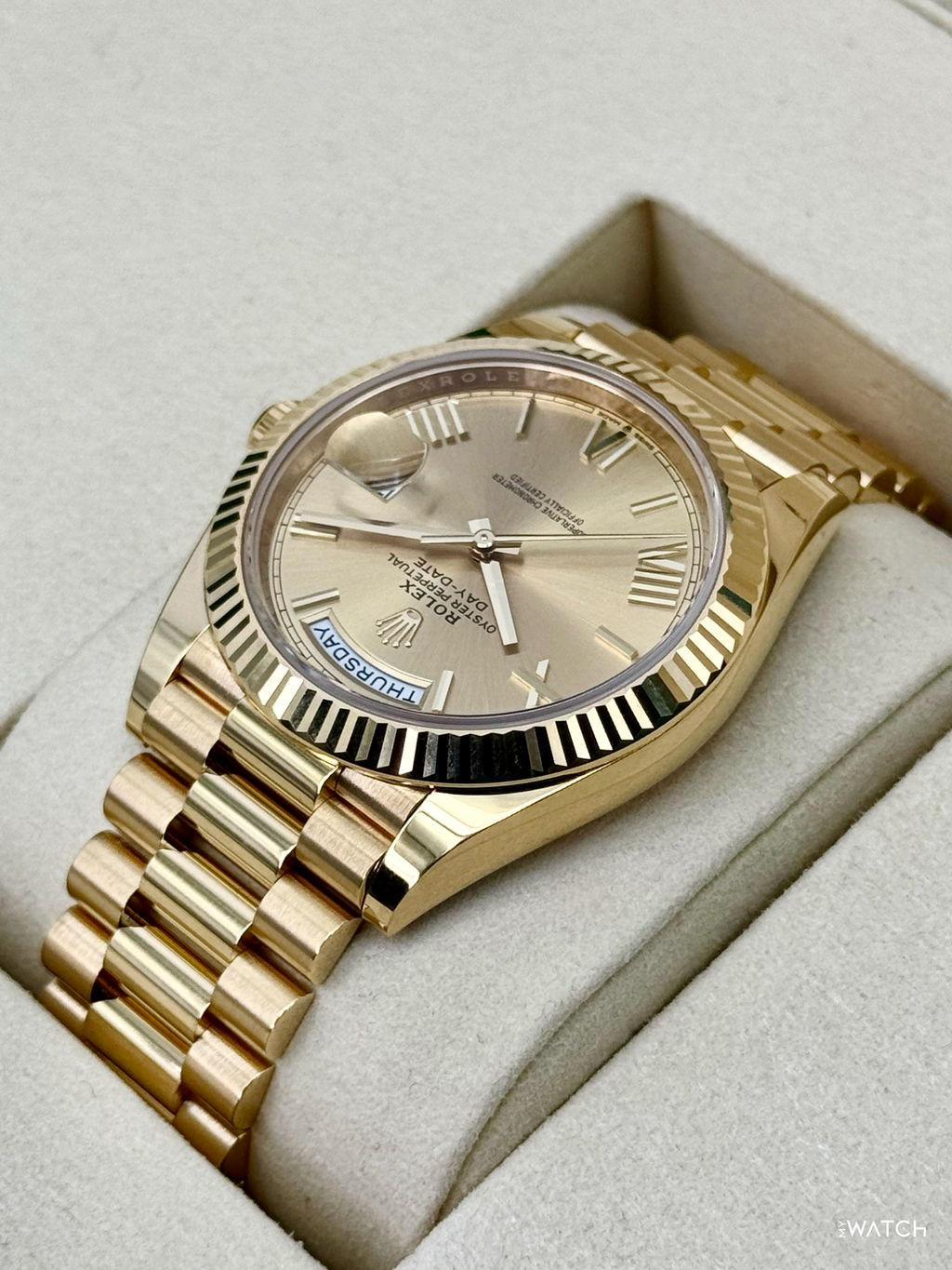 2025 Rolex Day-Date 40mm 228238 Presidential Champagne Roman Numeral Dial