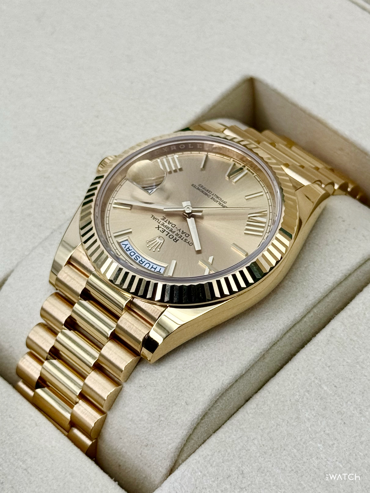 2025 Rolex Day-Date 40mm 228238 Presidential Champagne Roman Numeral Dial