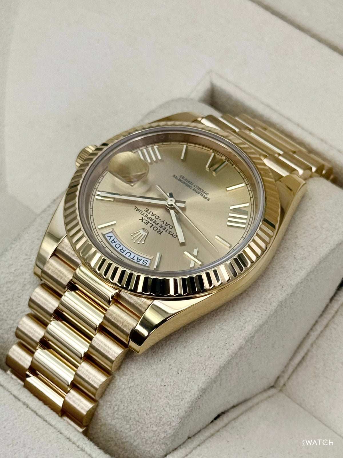 2021 Rolex Day-Date 40mm 228238 Presidential Yellow Gold Champagne Dial