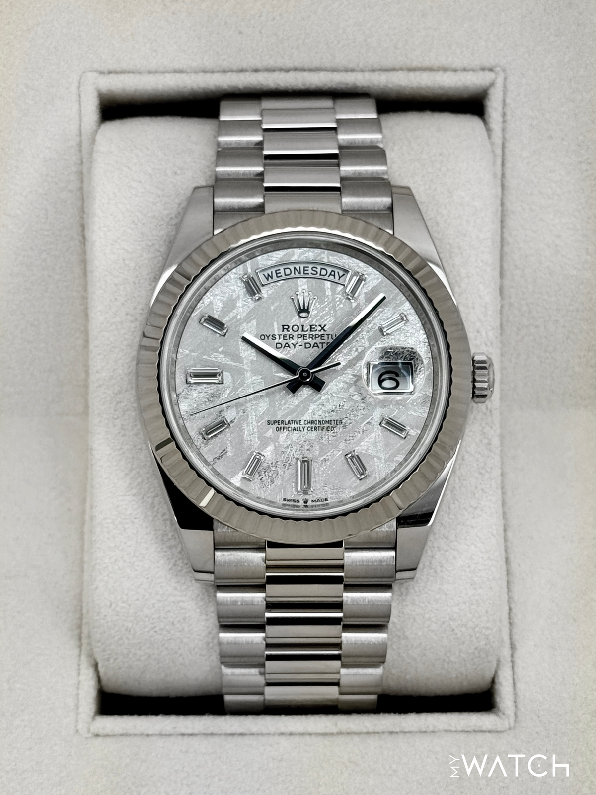 NEW 2025 Rolex Day-Date 40mm 228239 Presidential White Gold Meteorite Dial