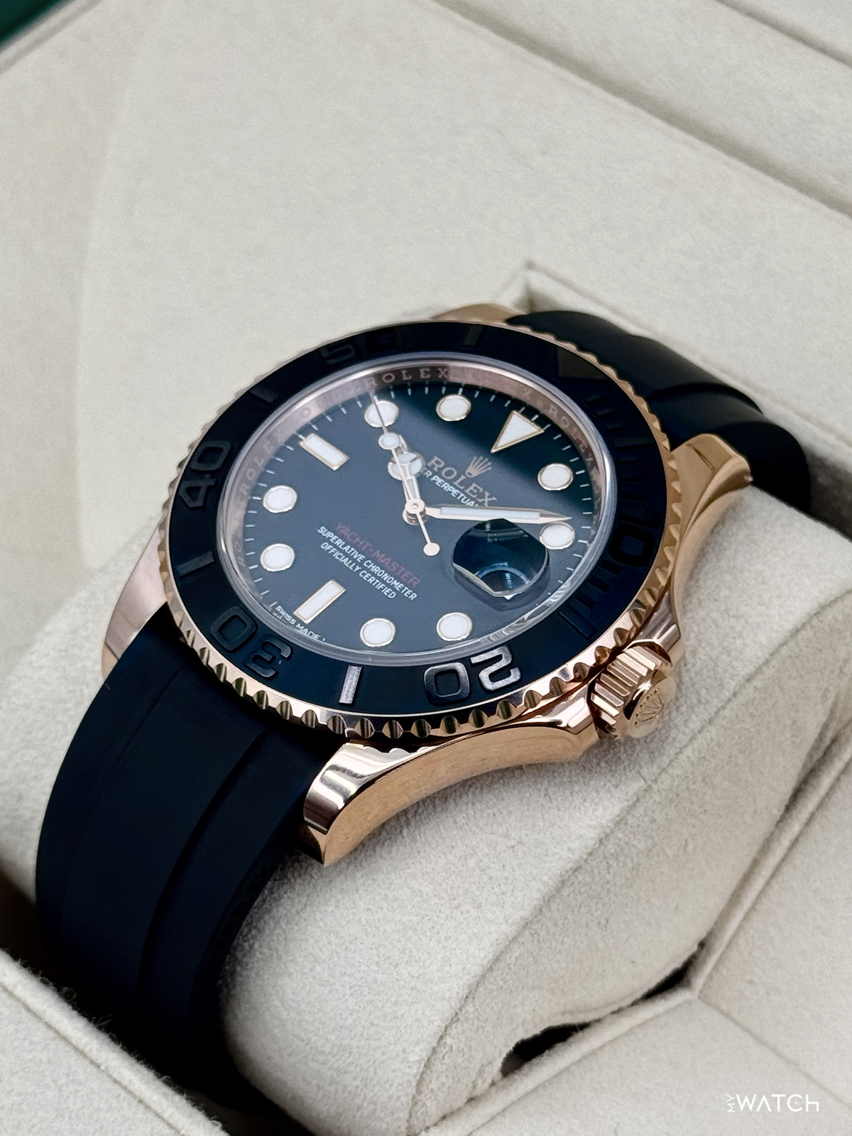 2019 Rolex Yacht-Master 40mm 116655 Rose Gold Oysterflex Black Dial