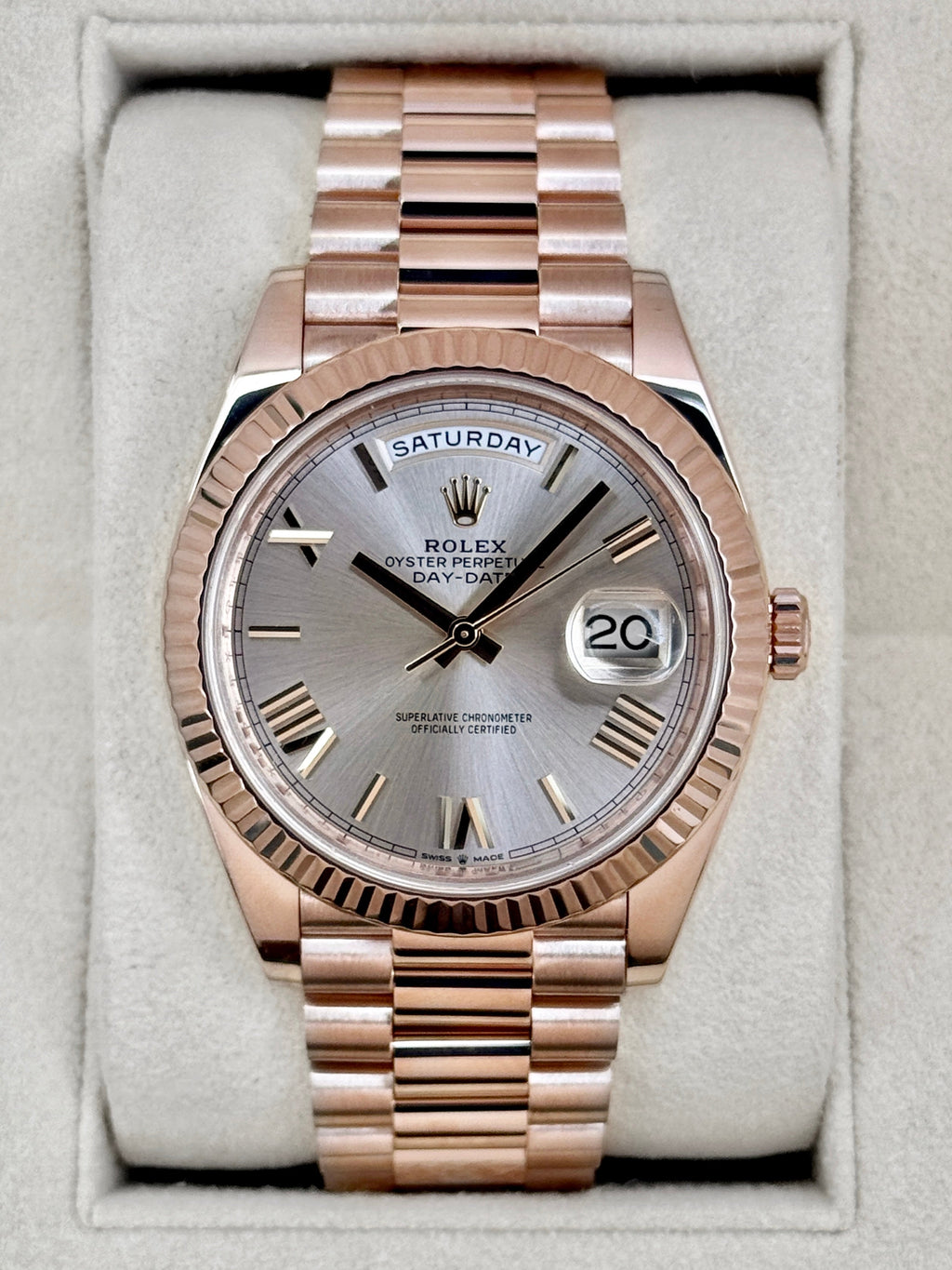 2020 Rolex Day-Date 40mm 228235 Presidential Rose Gold Sundust Dial