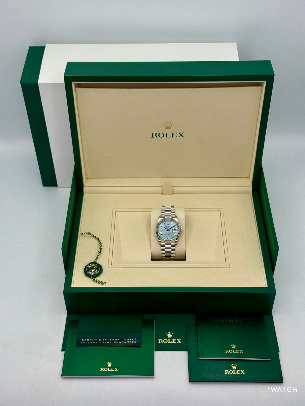 NEW 2026 Rolex Day-Date Platinum 36mm 128236 Ice Blue Roman Dial