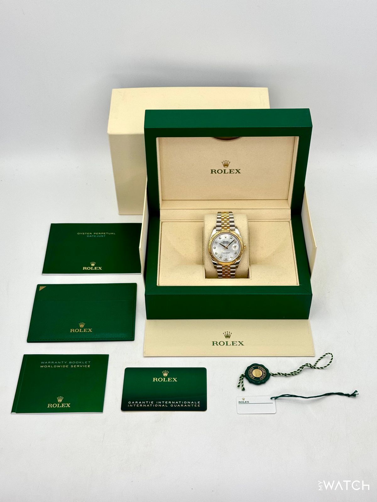 2020 Rolex Datejust 41mm 126333 Two-Tone Jubilee Mother of Pearl Diamond Dial