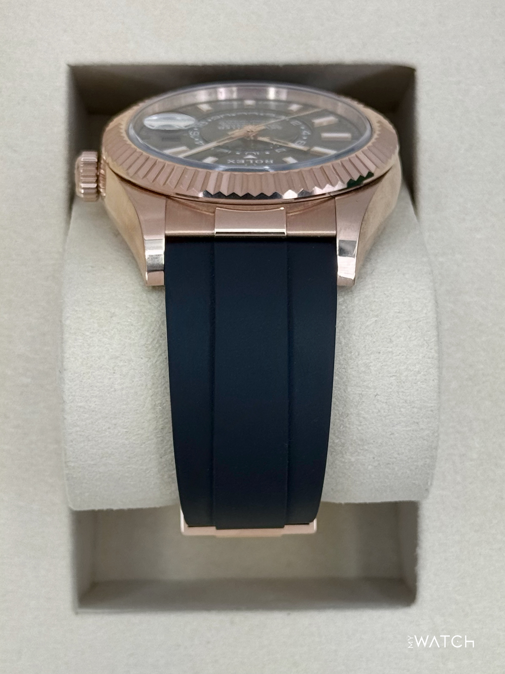 2025 Rolex Sky-Dweller 336235 Rose Gold Oysterflex Rhodium Dial