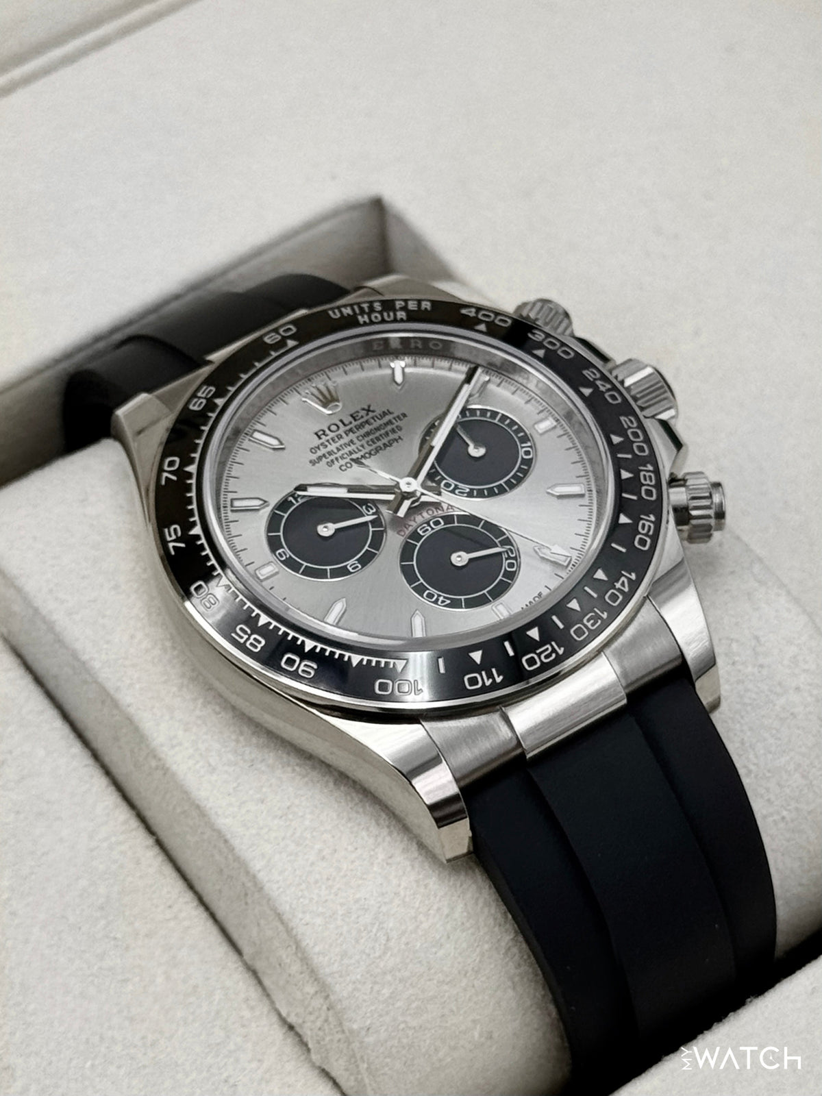 2025 Rolex Daytona 40mm 126519LN White Gold Oysterflex Silver Ghost Dial